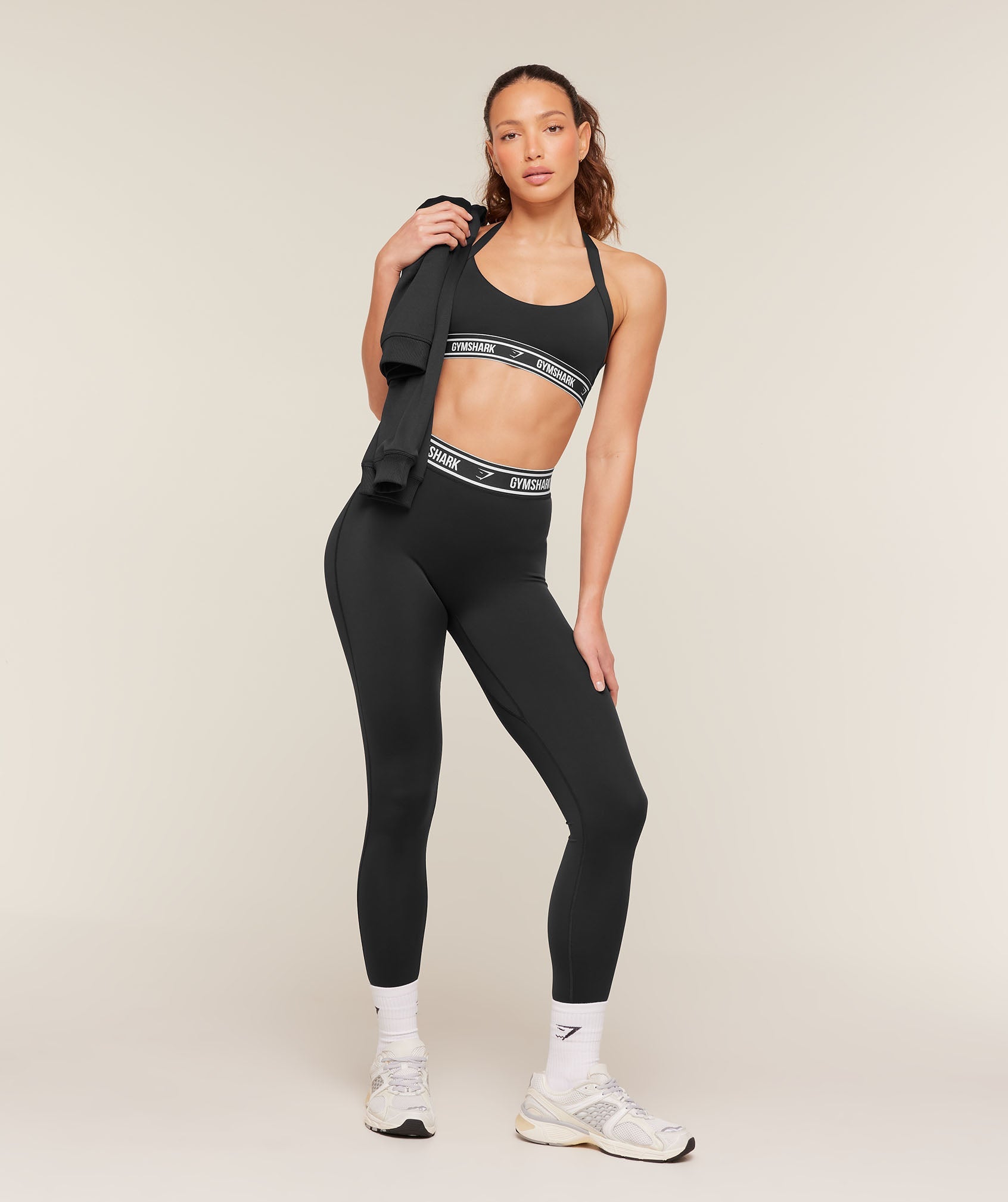 Gymshark Waistband Logo Leggings 'Black'