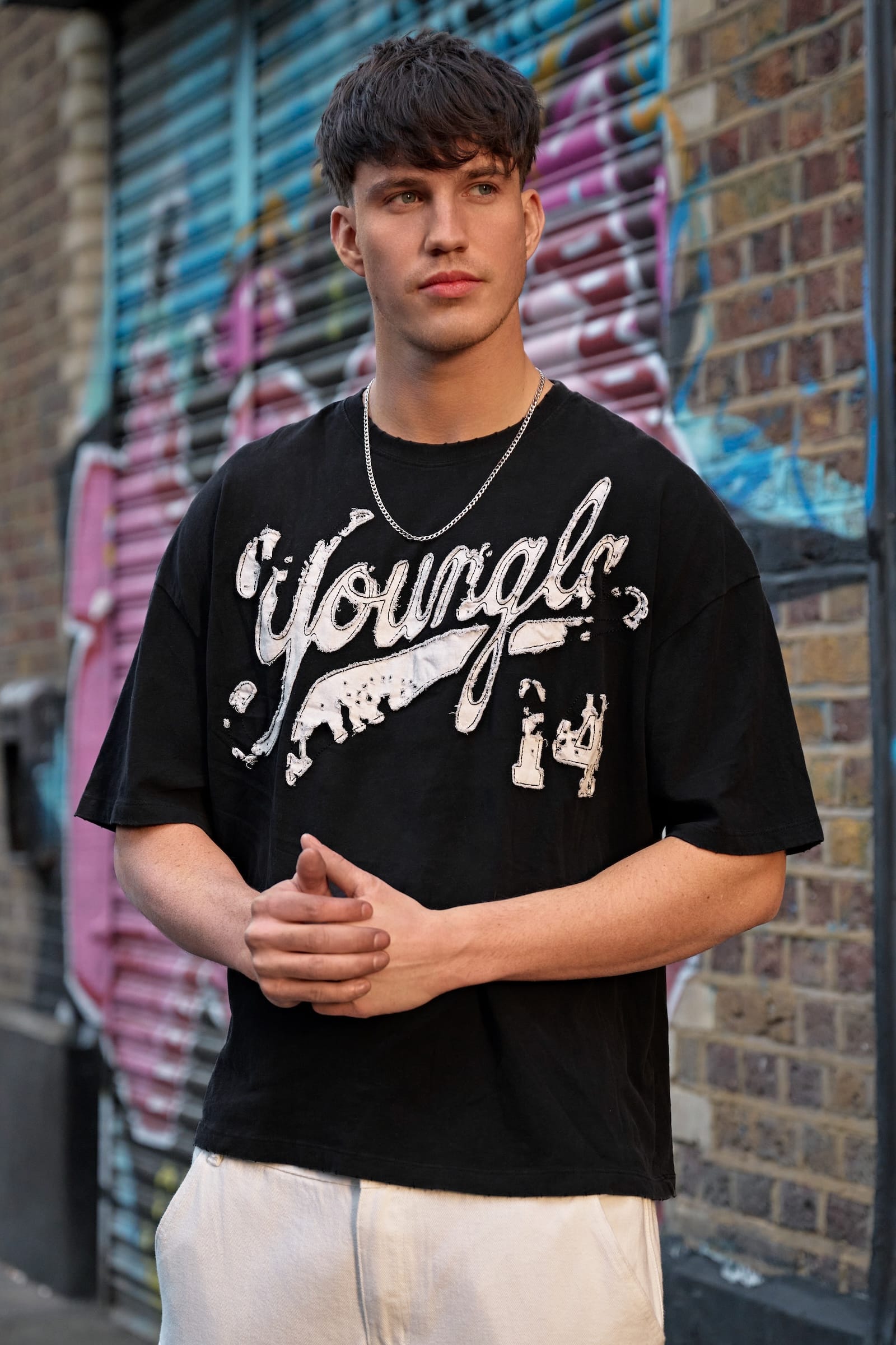 Young La 4182 - Distressed Script Tees 'Black Wash'
