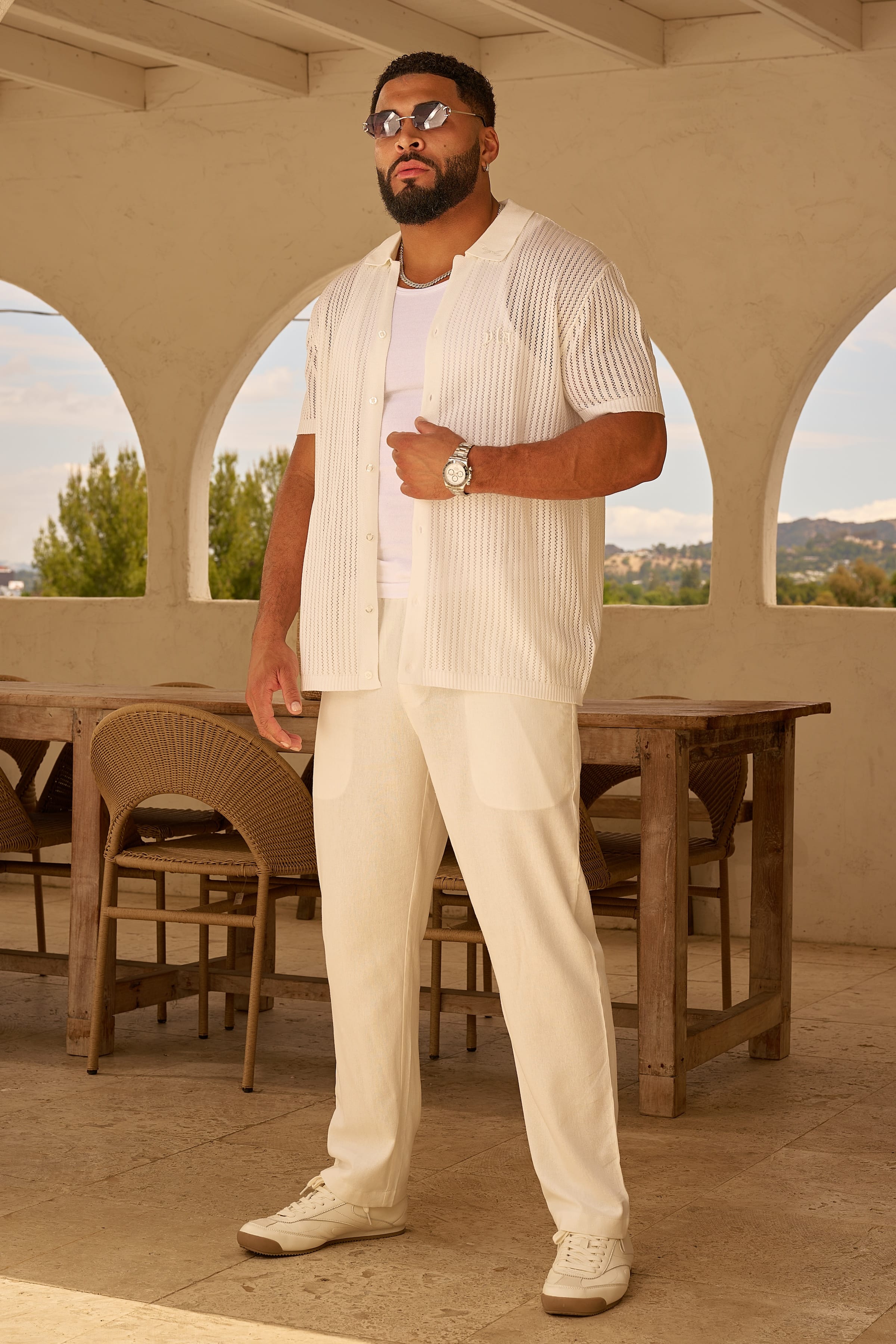YoungLA 4056 - Beach Club Button Ups 'Off-White'