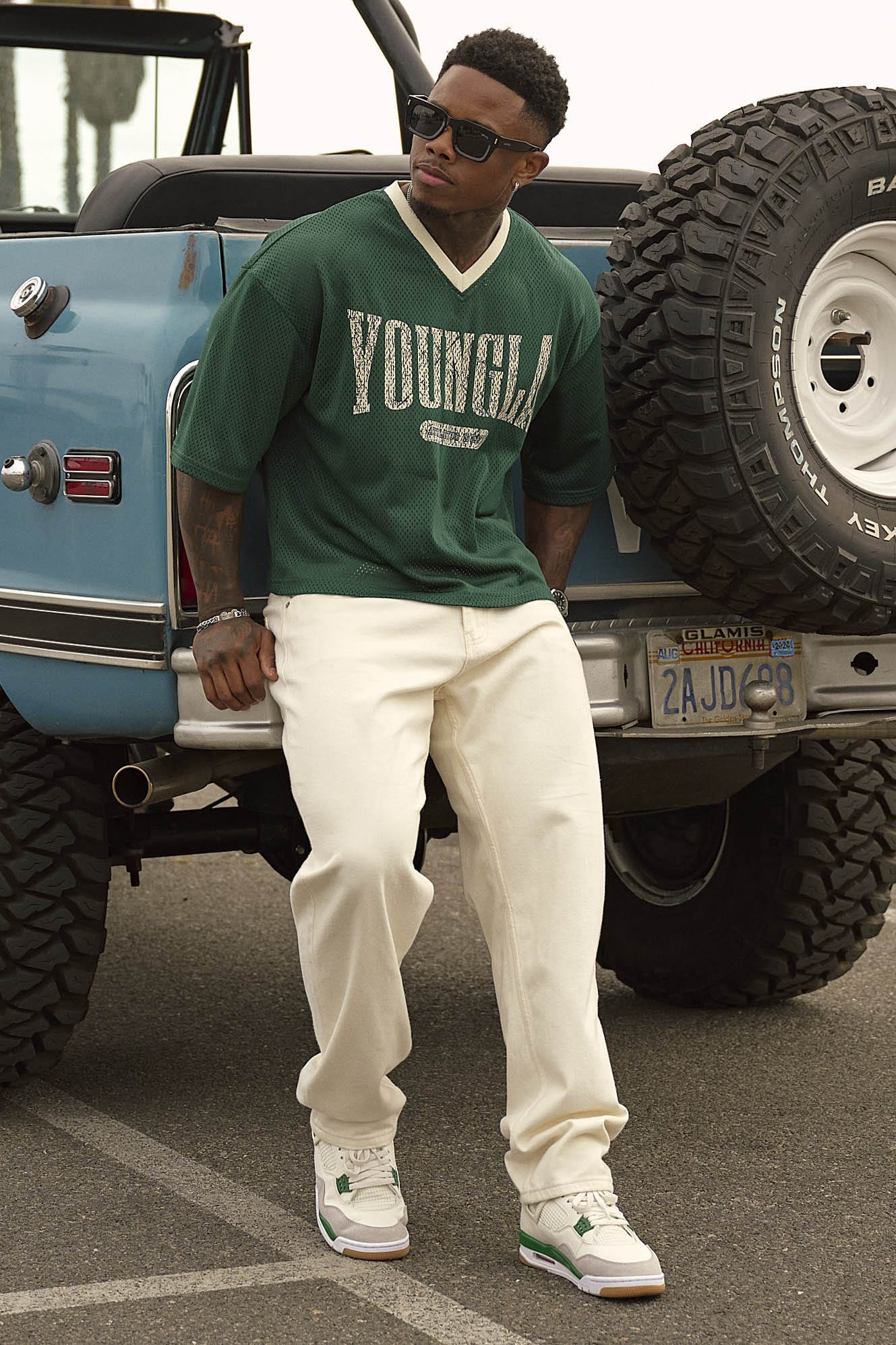 YoungLA 4187 - Varsity Football Cropped Jersey 'Green'