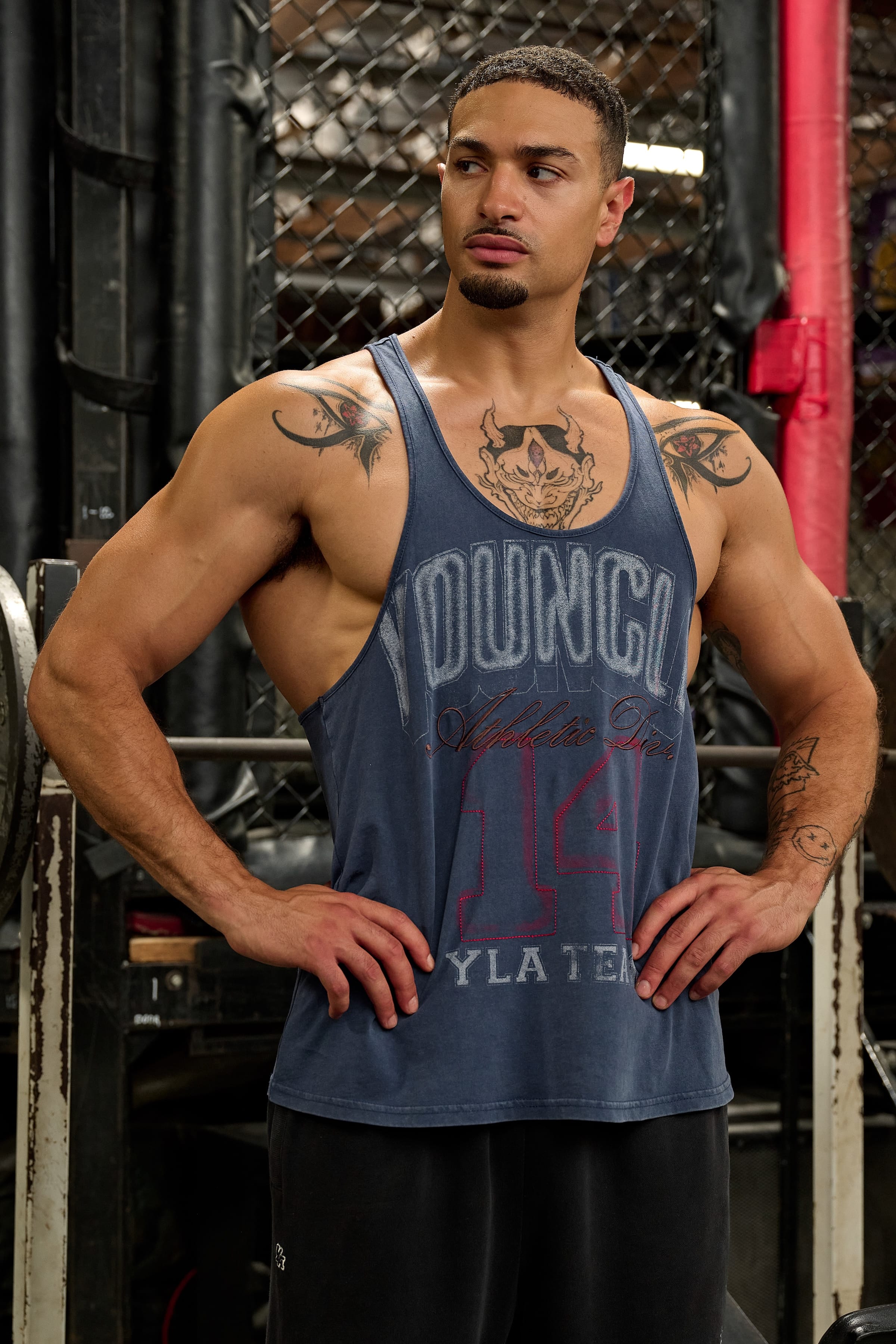 YoungLA 3045 - Golden Era Athletic Stringers 'Navy'