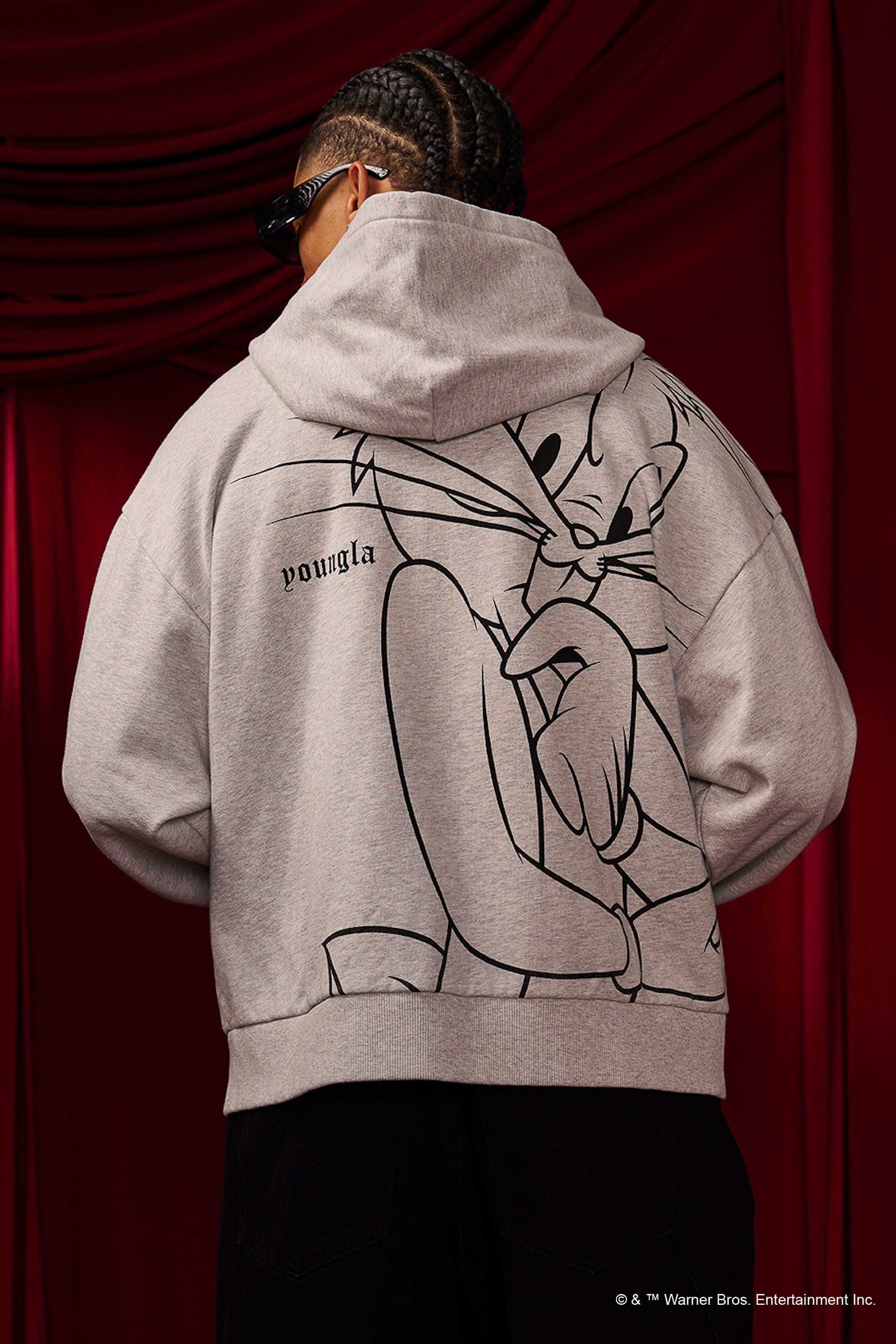 Young La 5257 - Looney Tunes Plaid Zip-Ups 'Heather Grey'