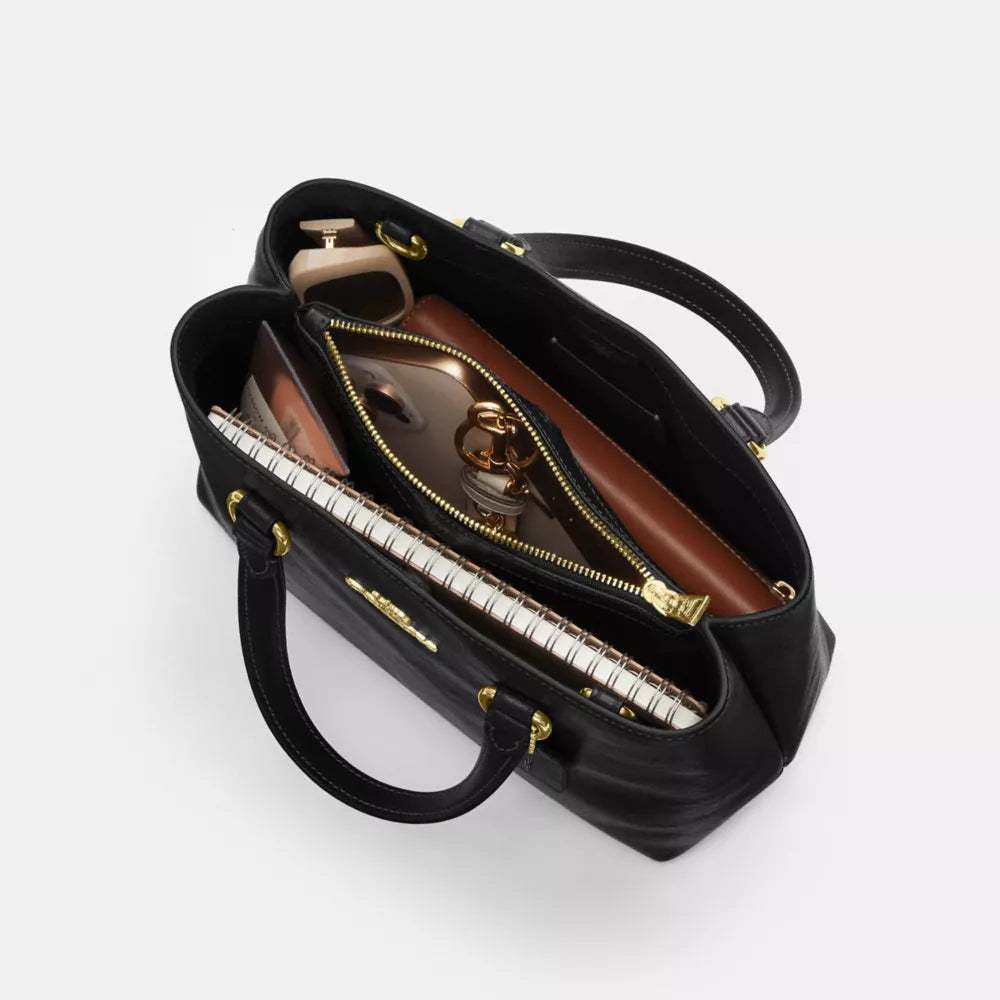 Coach Station Carryall Bag In Signature Canvas 'Crinkle leather Gold Black'