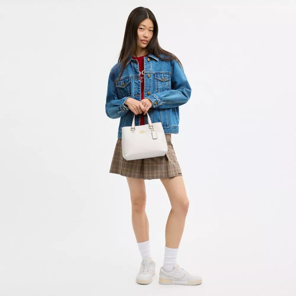 Coach Station Carryall Bag In Signature Canvas 'Crinkle Leather Gold Chalk'