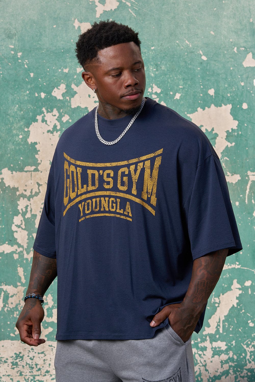 YoungLA 4248 - Gold's Iron Legacy Huge Tees 'Navy'