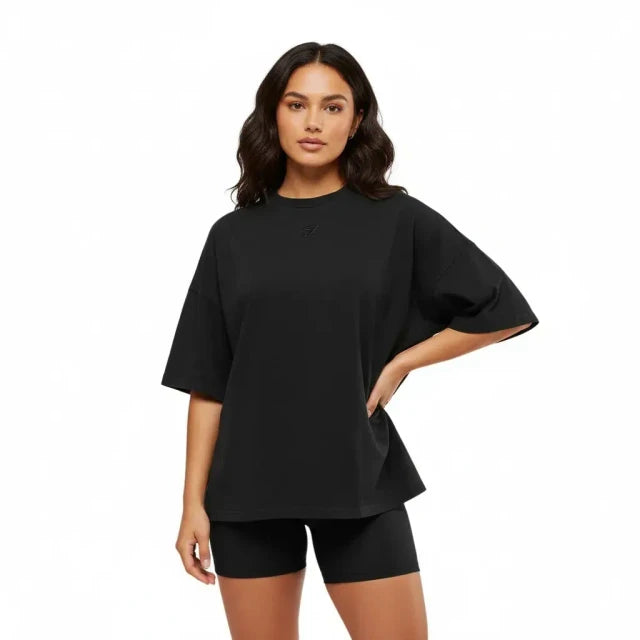 Gymshark Power Washed Oversized T-Shirt - Black/Acid Wash Small Ball