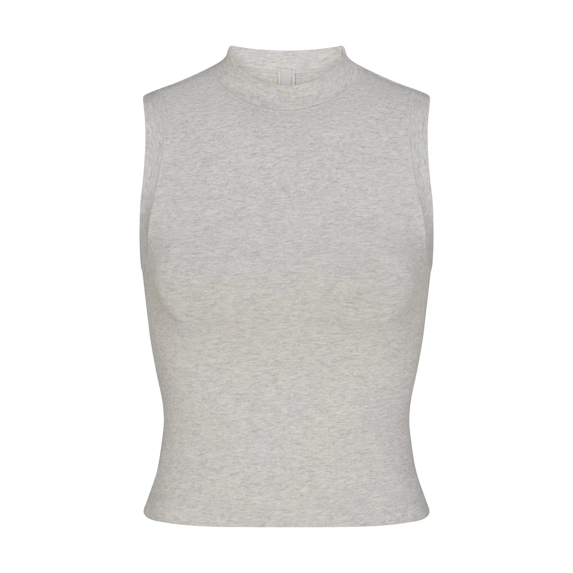 Skims Cotton Jersey Mock Neck Tank Light Heather Grey