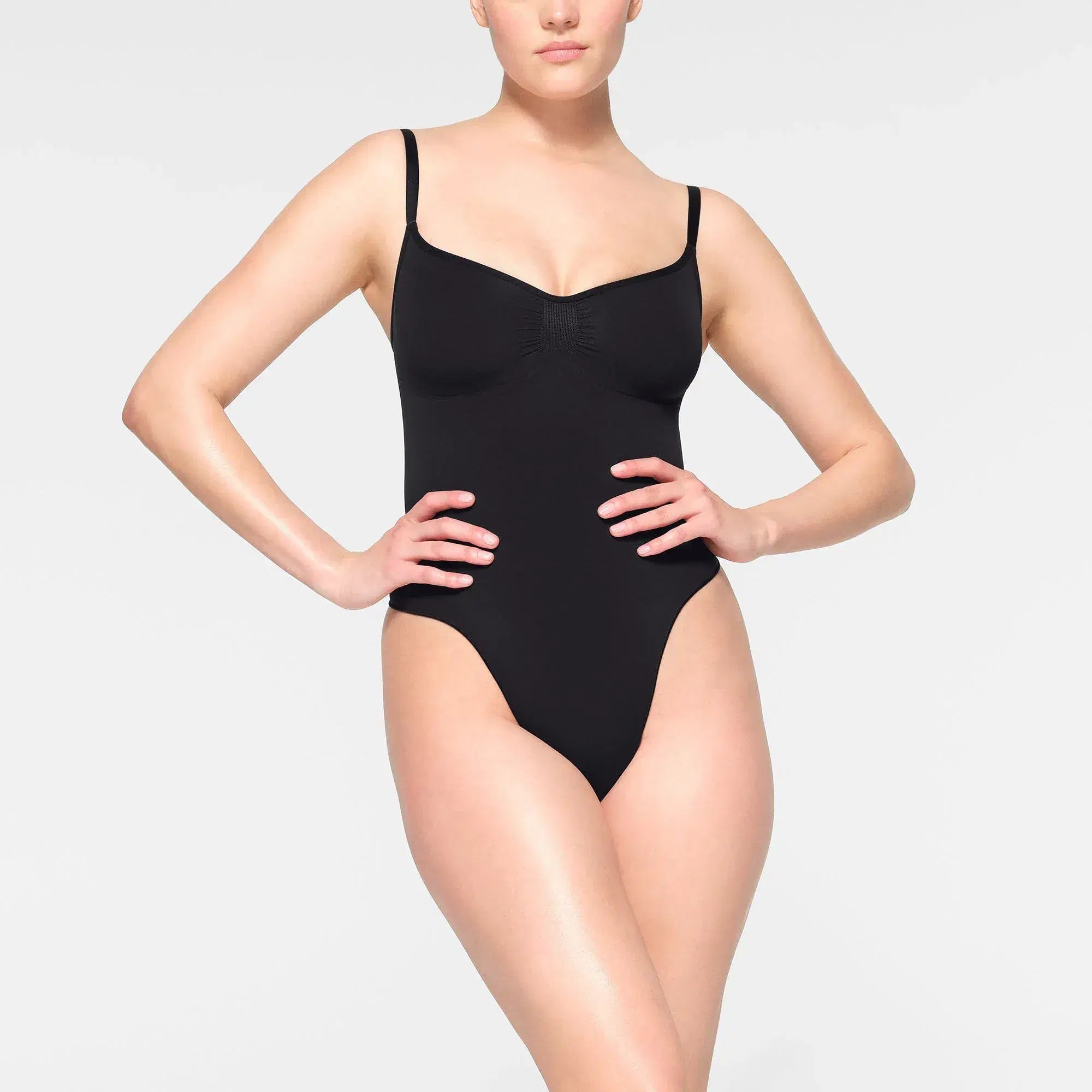 Skims Seamless Sculpt Thong Bodysuit Onyx