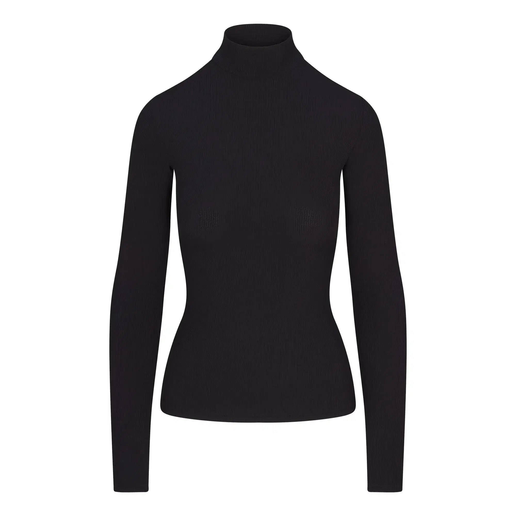 Skims Soft Lounge Mock Neck Long Sleeve Top Onyx