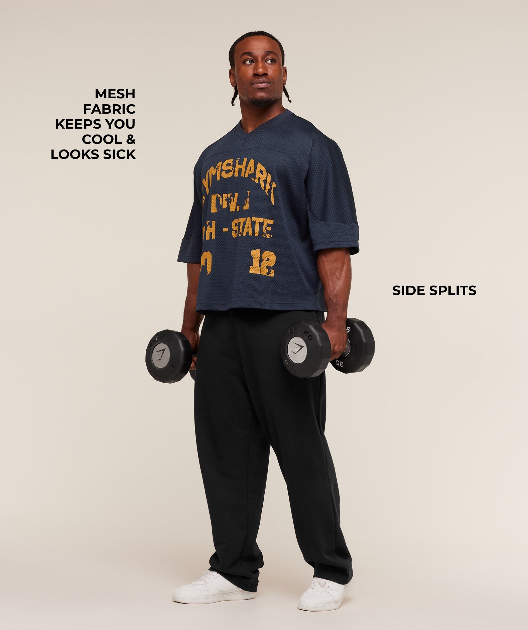 Gymshark Graphic Mesh Oversized T-Shirt 'Heavy Blue'