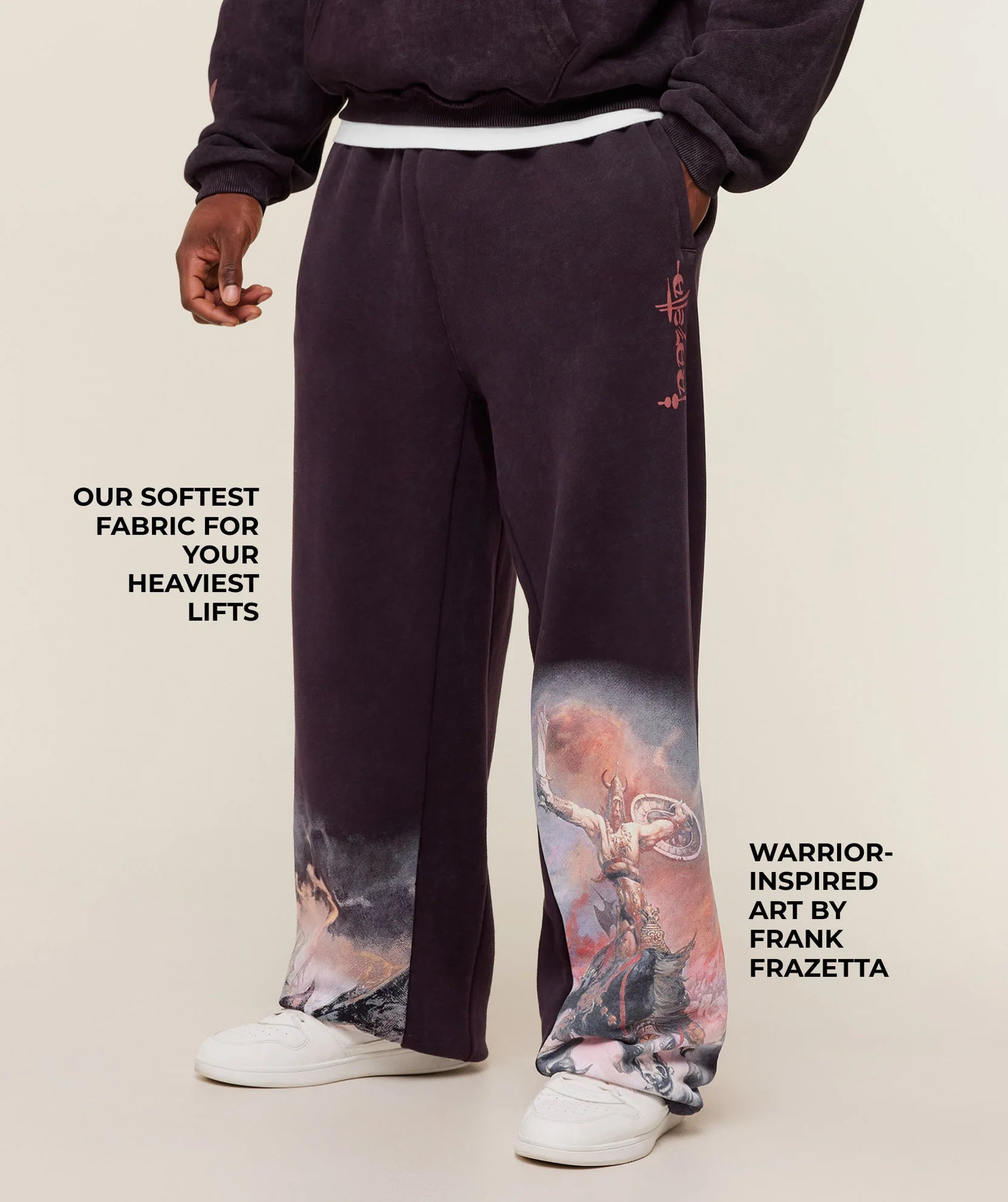 Gymshark Power x Frazetta Graphic Joggers 'Asphalt Grey/Plum Brown'