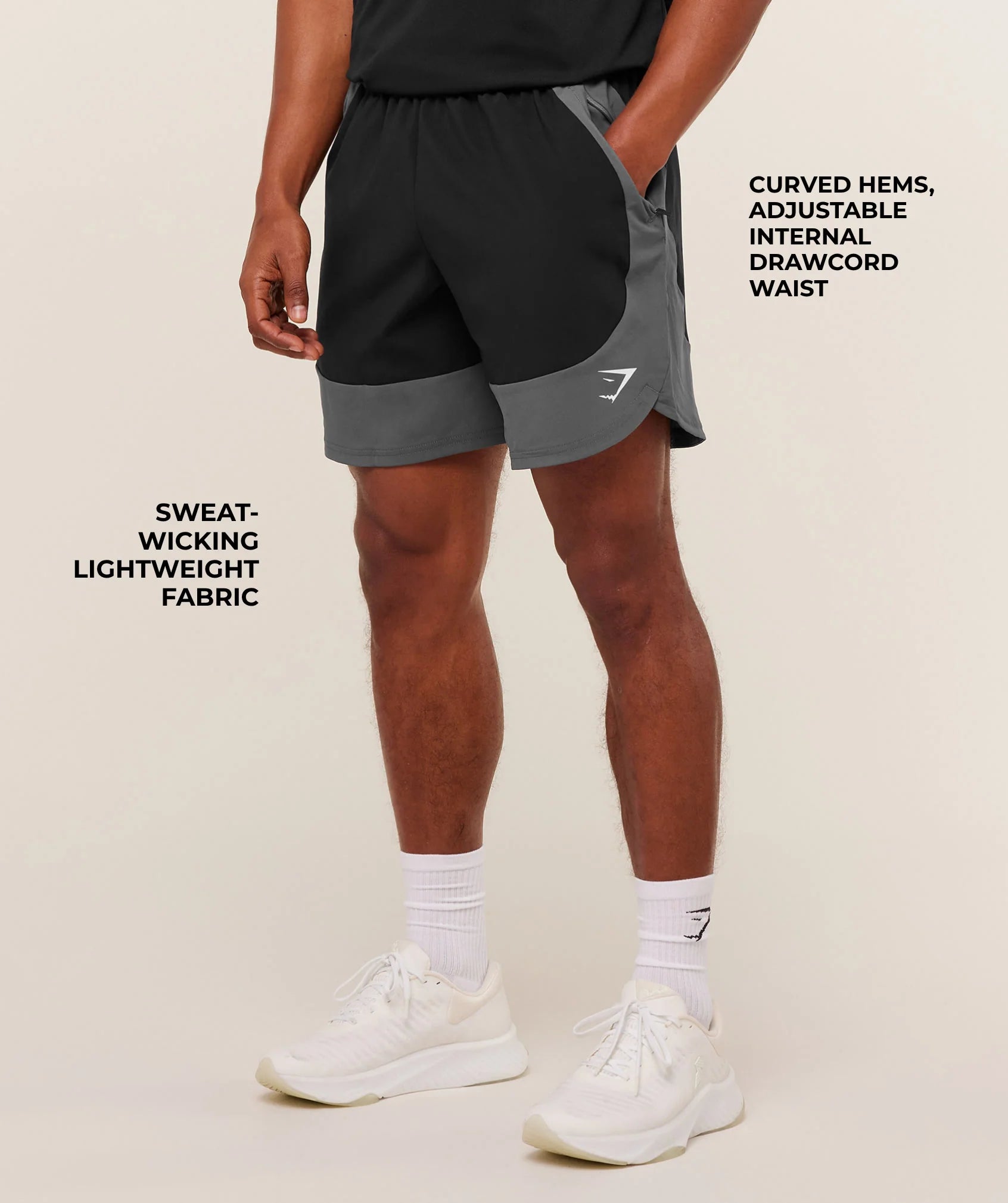 Gymshark Sport 25 Block 7" Shorts 'Black/Dark Grey'