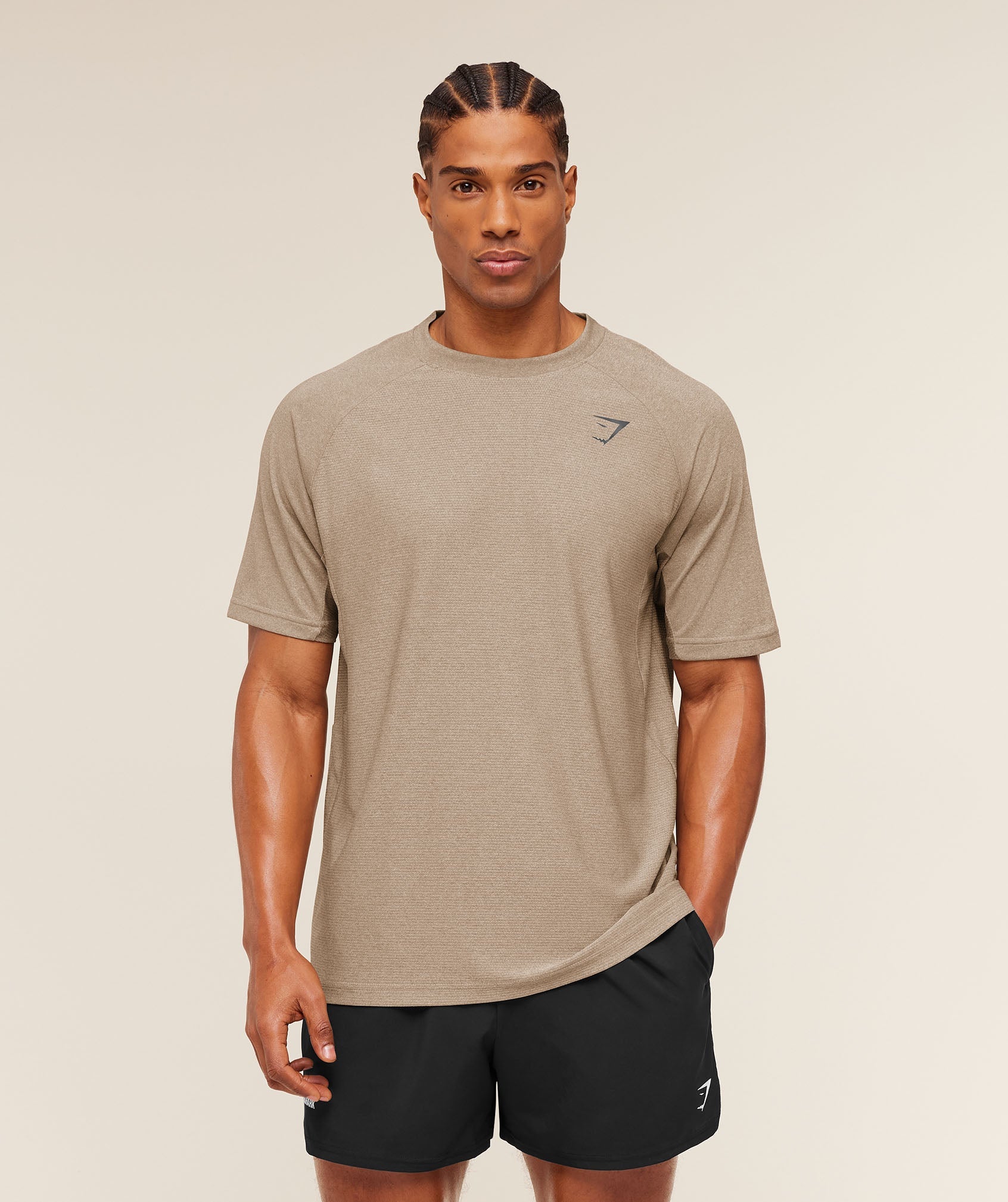 Gymshark Weekend T-Shirt 'Cement Brown Tinted White'