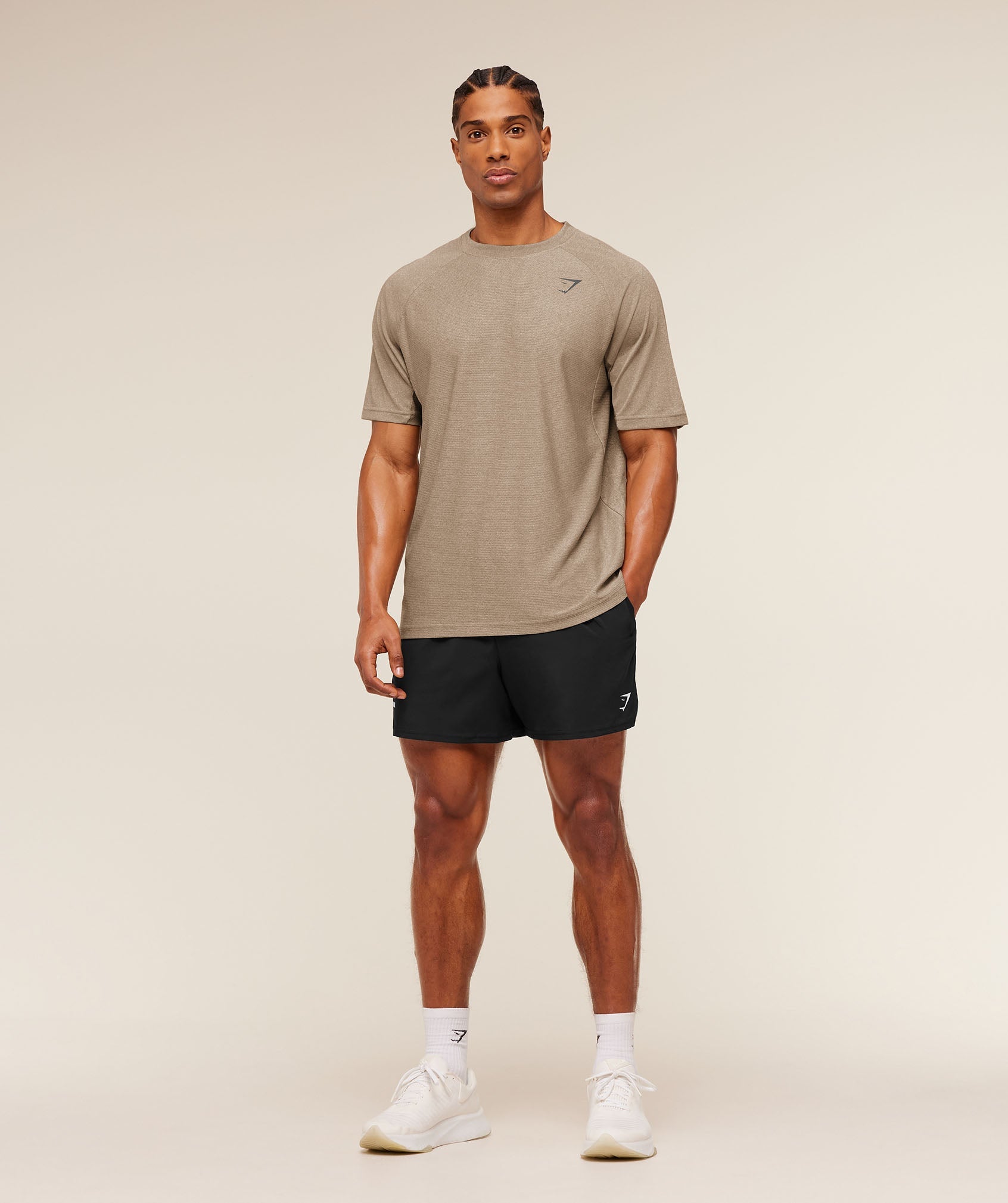 Gymshark Weekend T-Shirt 'Cement Brown Tinted White'