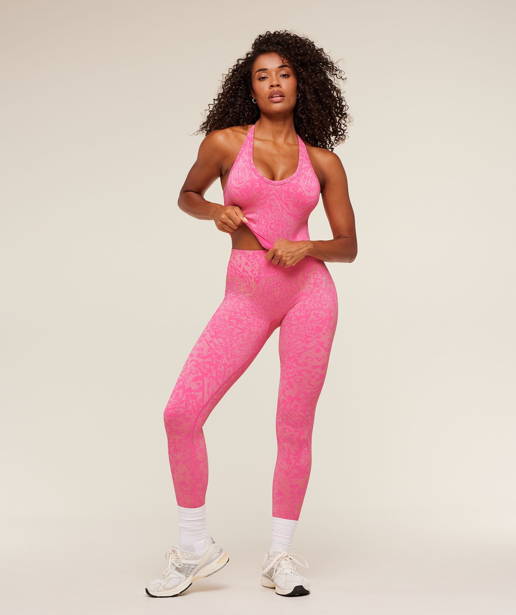 Gymshark Adapt Animal X Whitney Tank Top with Shelf 'Electric Pink Sorbet Yellow'
