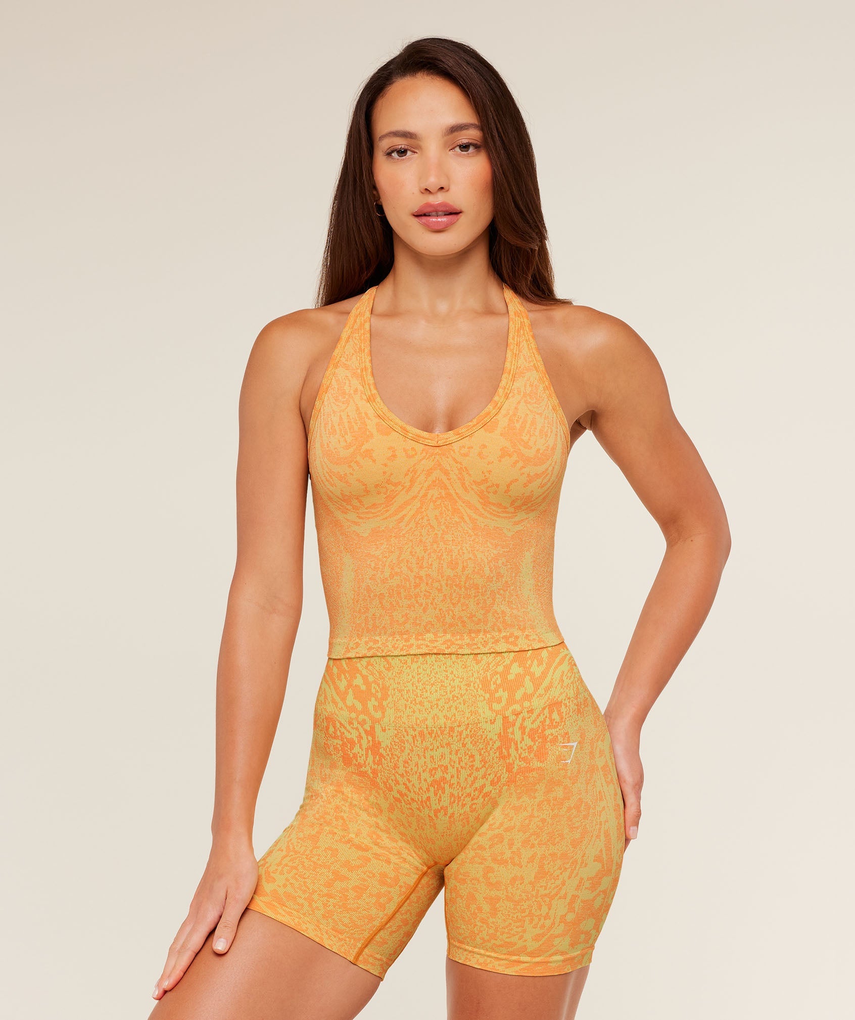 Gymshark Adapt Animal X Whitney Tank Top with Shelf 'Sorbet Yellow Dayglow Peach'