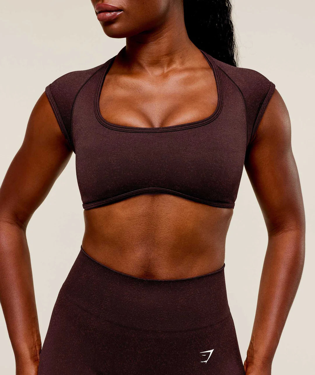 Gymshark Adapt Fleck x Whitney Short Sleeve Crop Top - Cherry Purple/Rich Maroon
