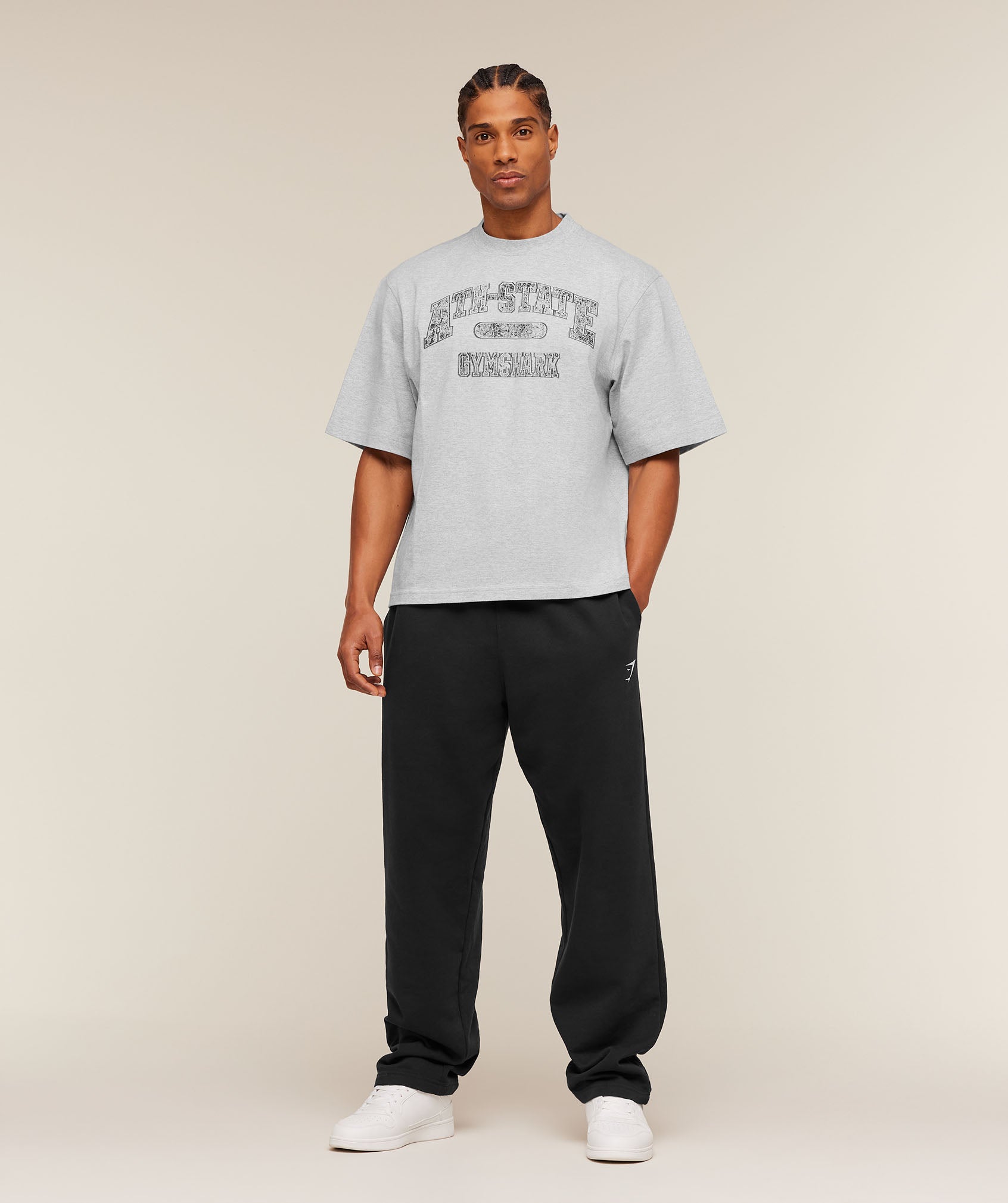 Gymshark Ath-State Graphic T-Shirt 'Light Grey Core Marl'