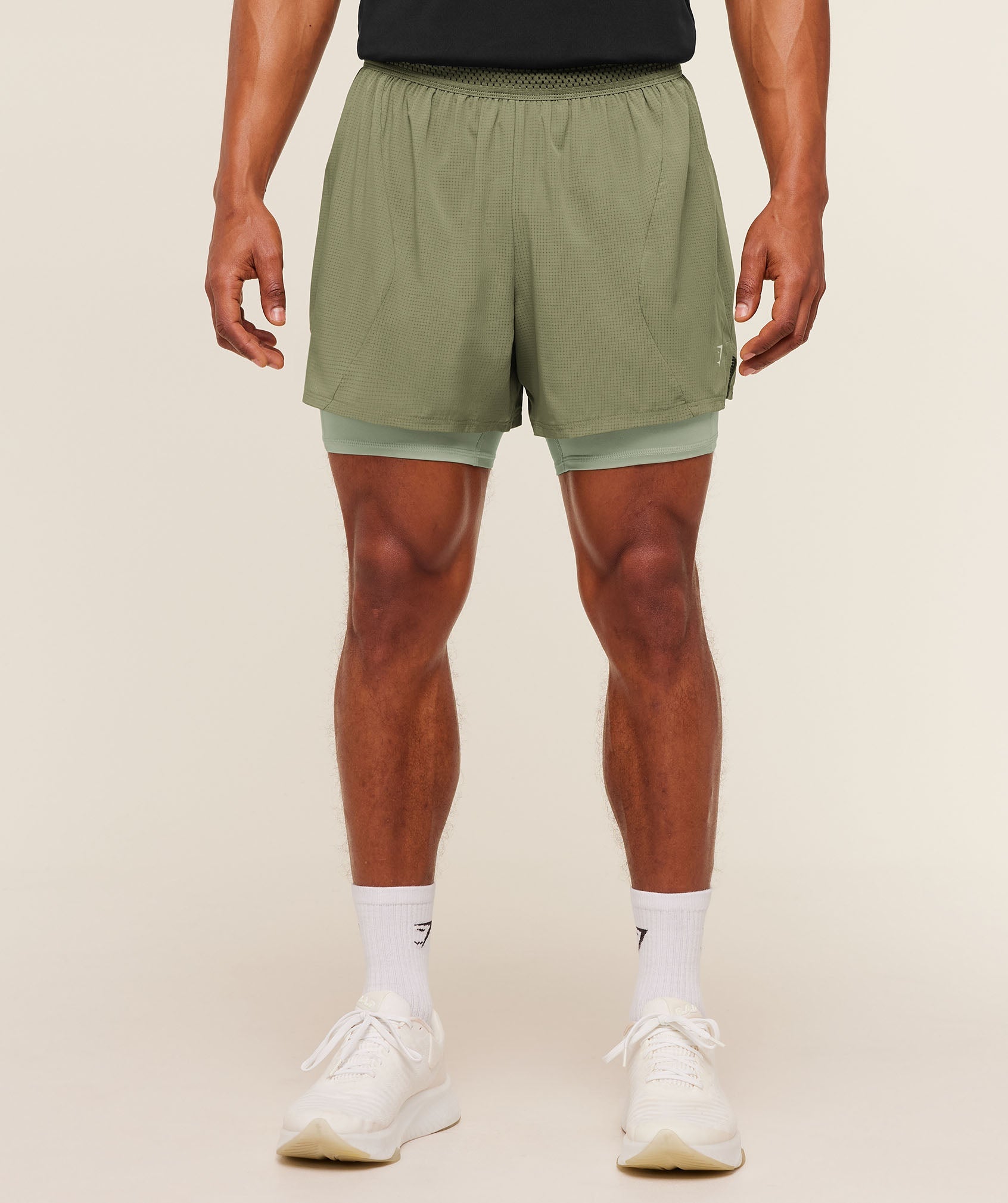 Gymshark Running 4" 2in1 Shorts 'Grounded Green Haze Green'