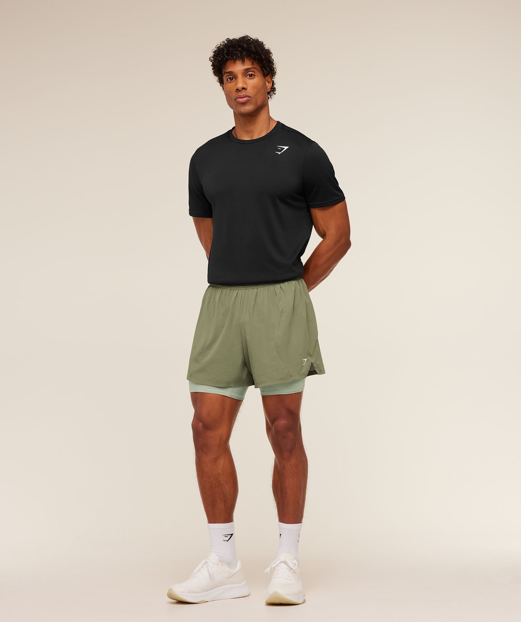 Gymshark Running 4" 2in1 Shorts 'Grounded Green Haze Green'