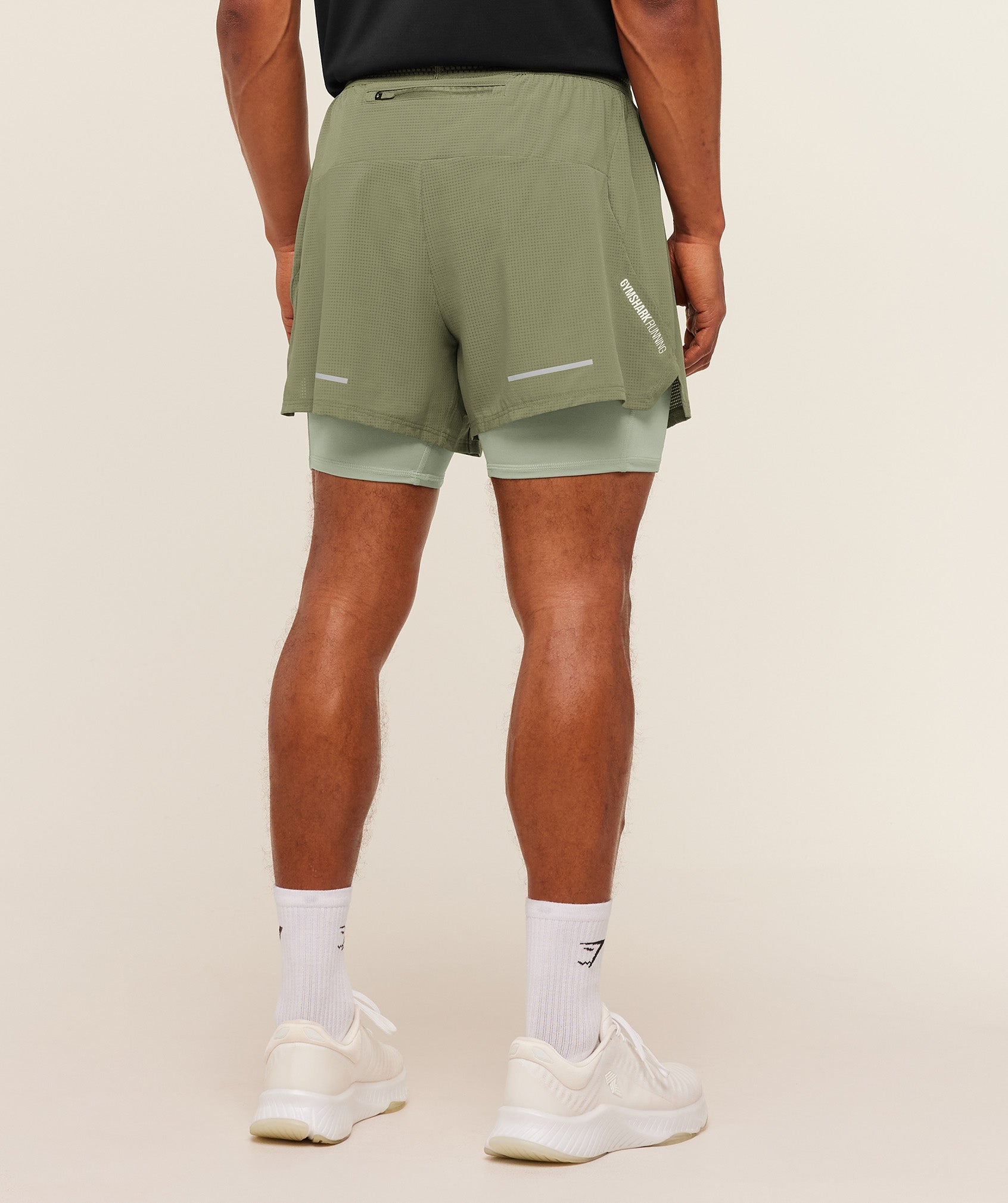 Gymshark Running 4" 2in1 Shorts 'Grounded Green Haze Green'