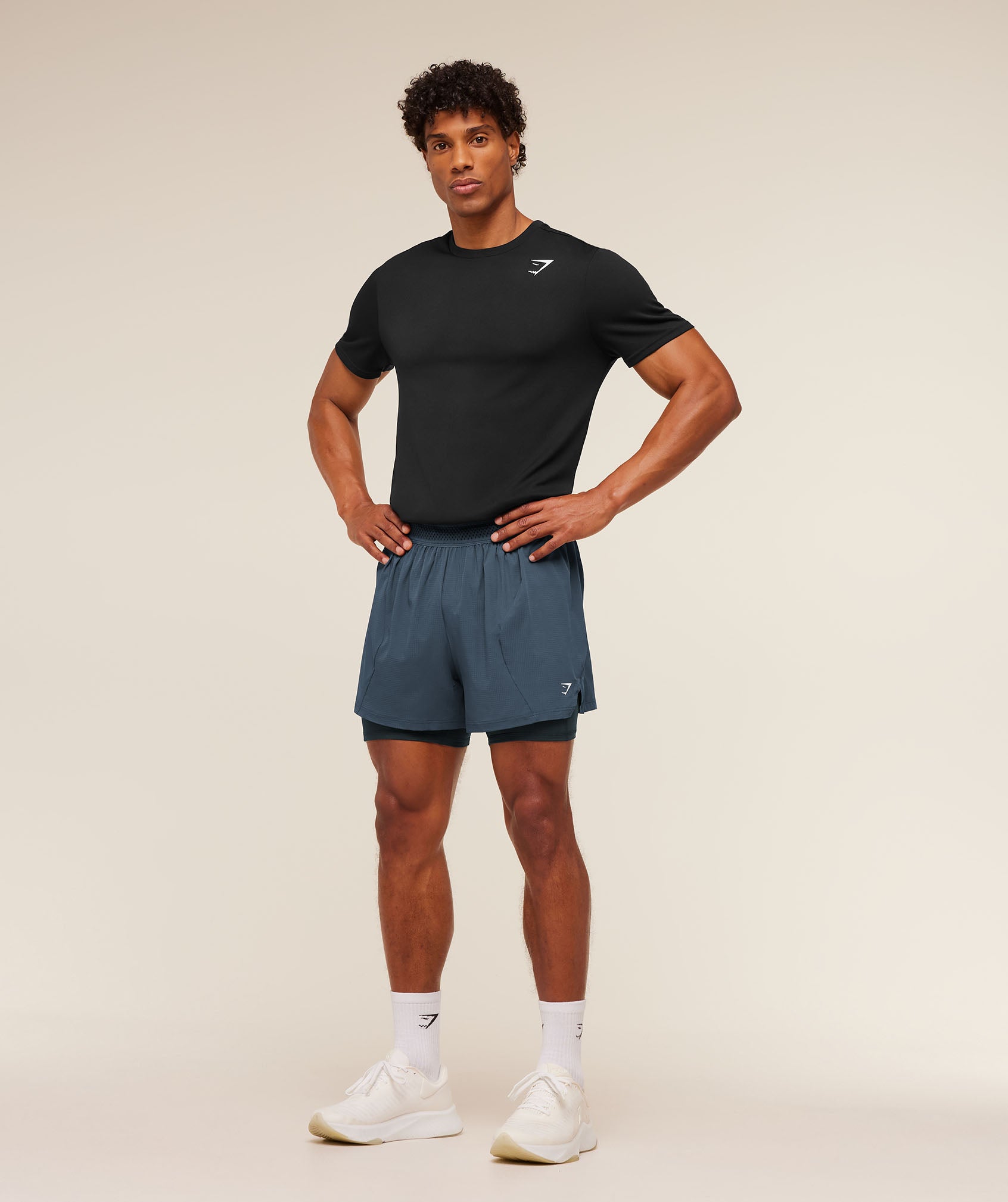 Gymshark Running 4" 2in1 Shorts 'GS Stealth Blue GS Deep Petrol Blue'