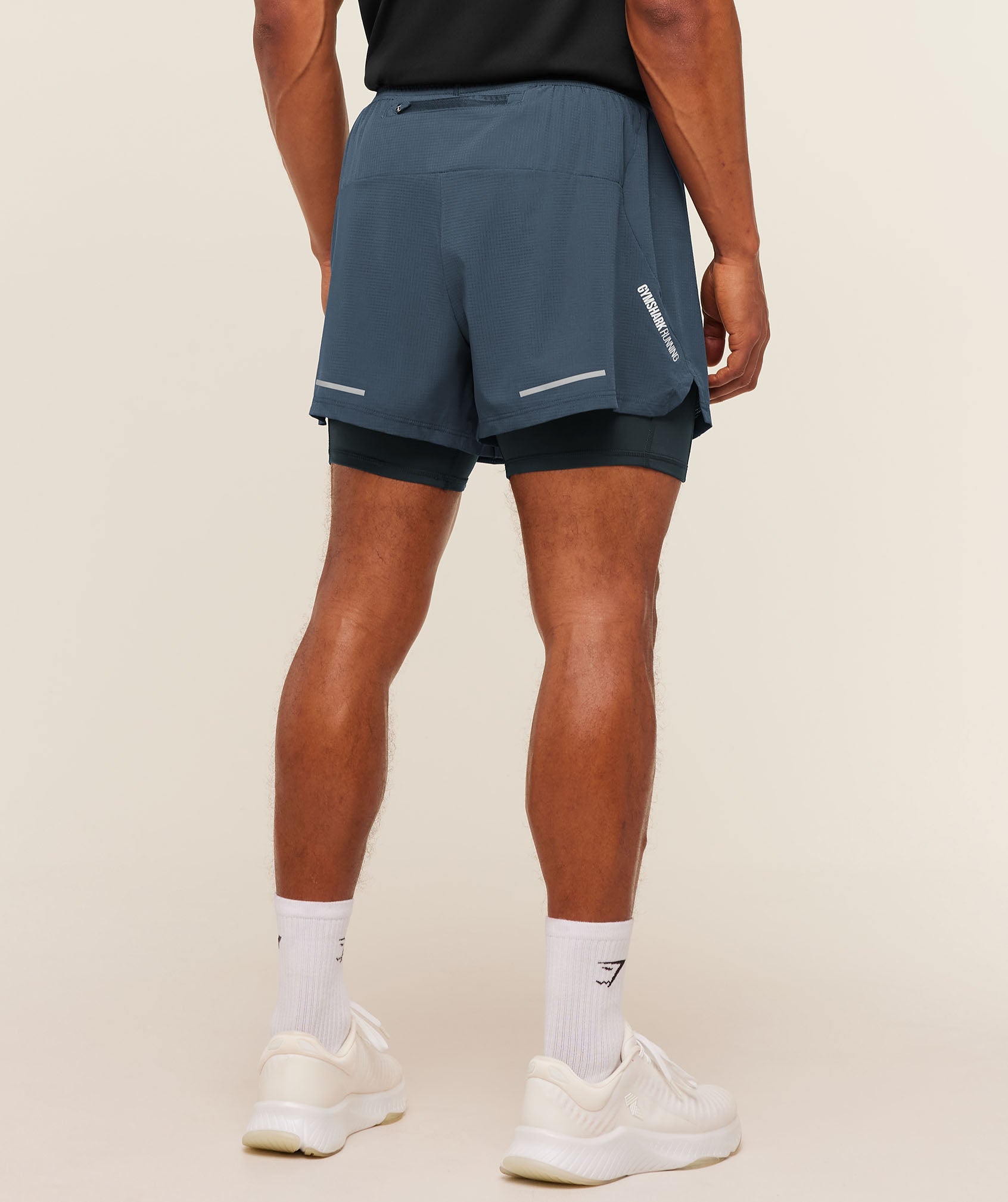 Gymshark Running 4" 2in1 Shorts 'GS Stealth Blue GS Deep Petrol Blue'