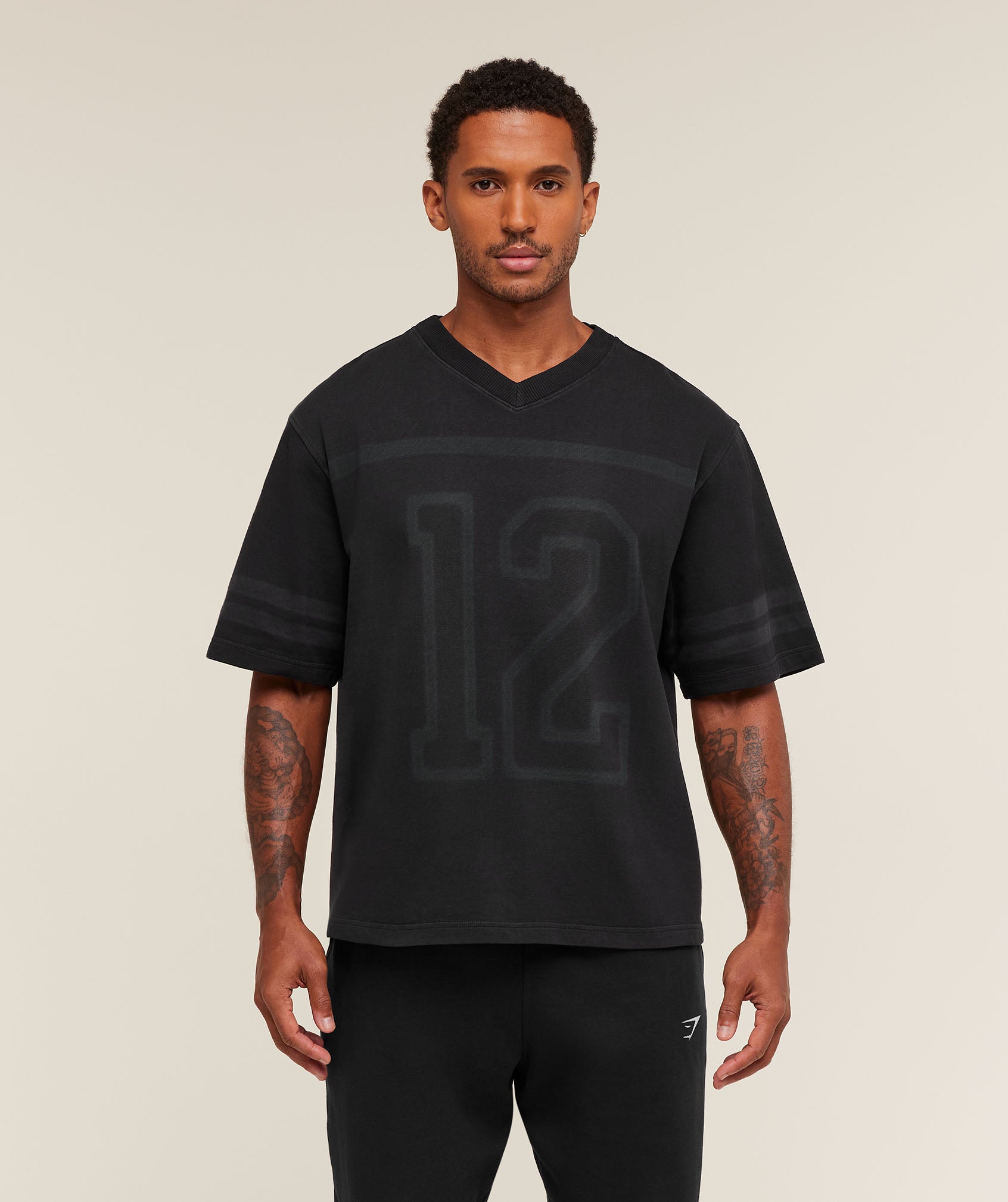 Gymshark Collegiate Washed Jersey T-Shirt 'Black'