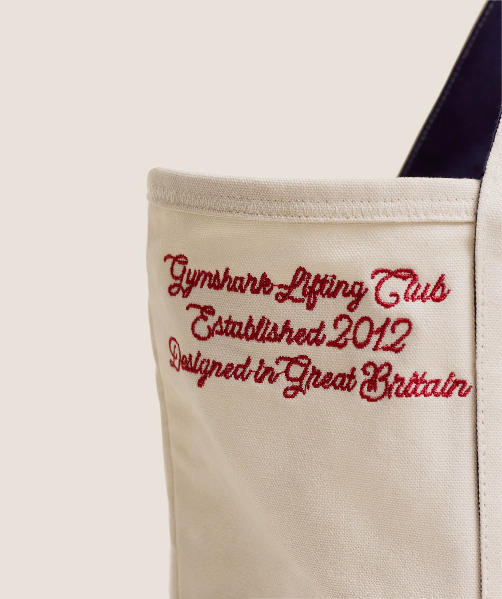 Gymshark Collegiate Tote Bag 'Heavy Blue Oat White Athletic Burgundy'