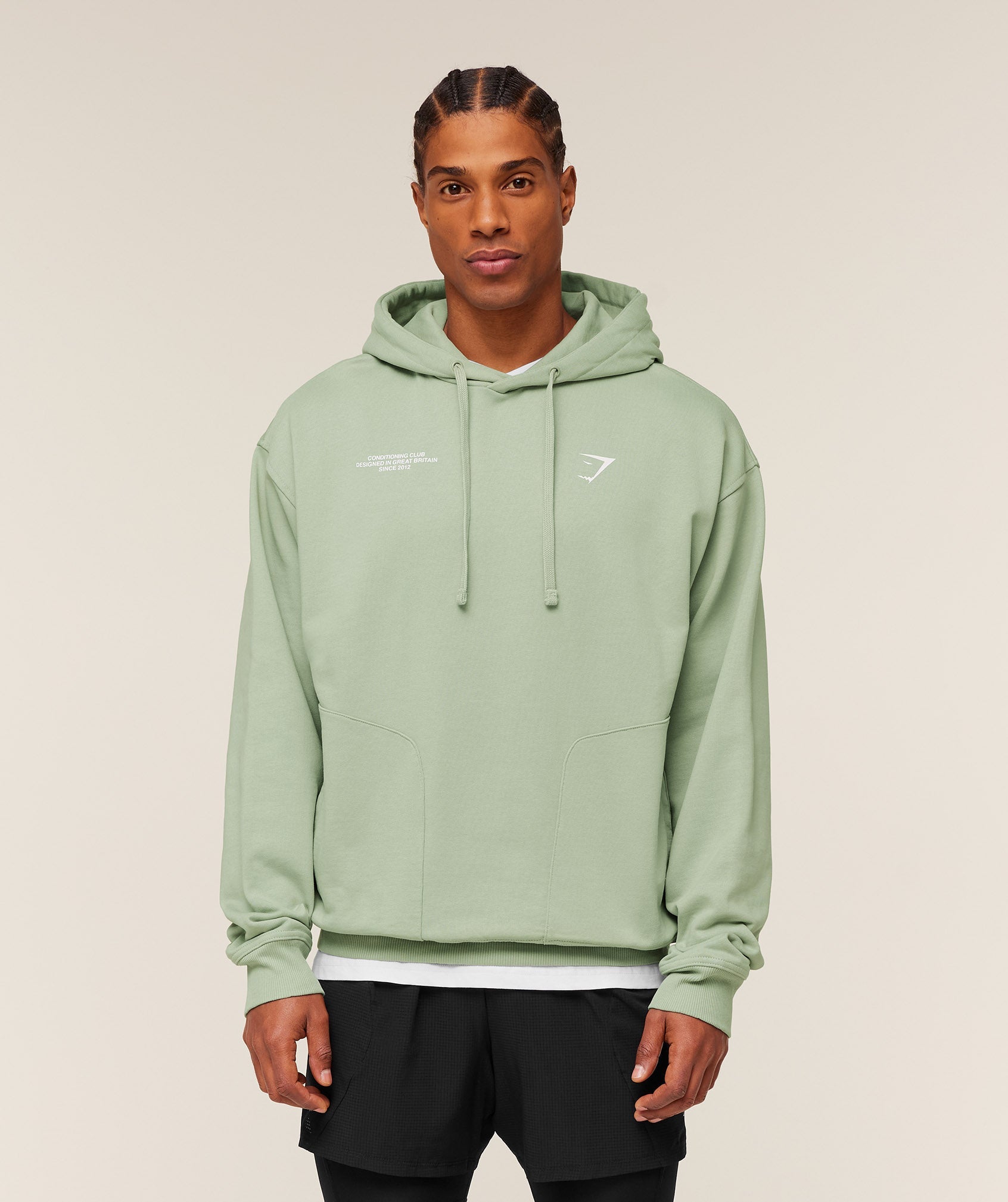 Gymshark Conditioning Club Hoodie 'GS Haze Green GS White'