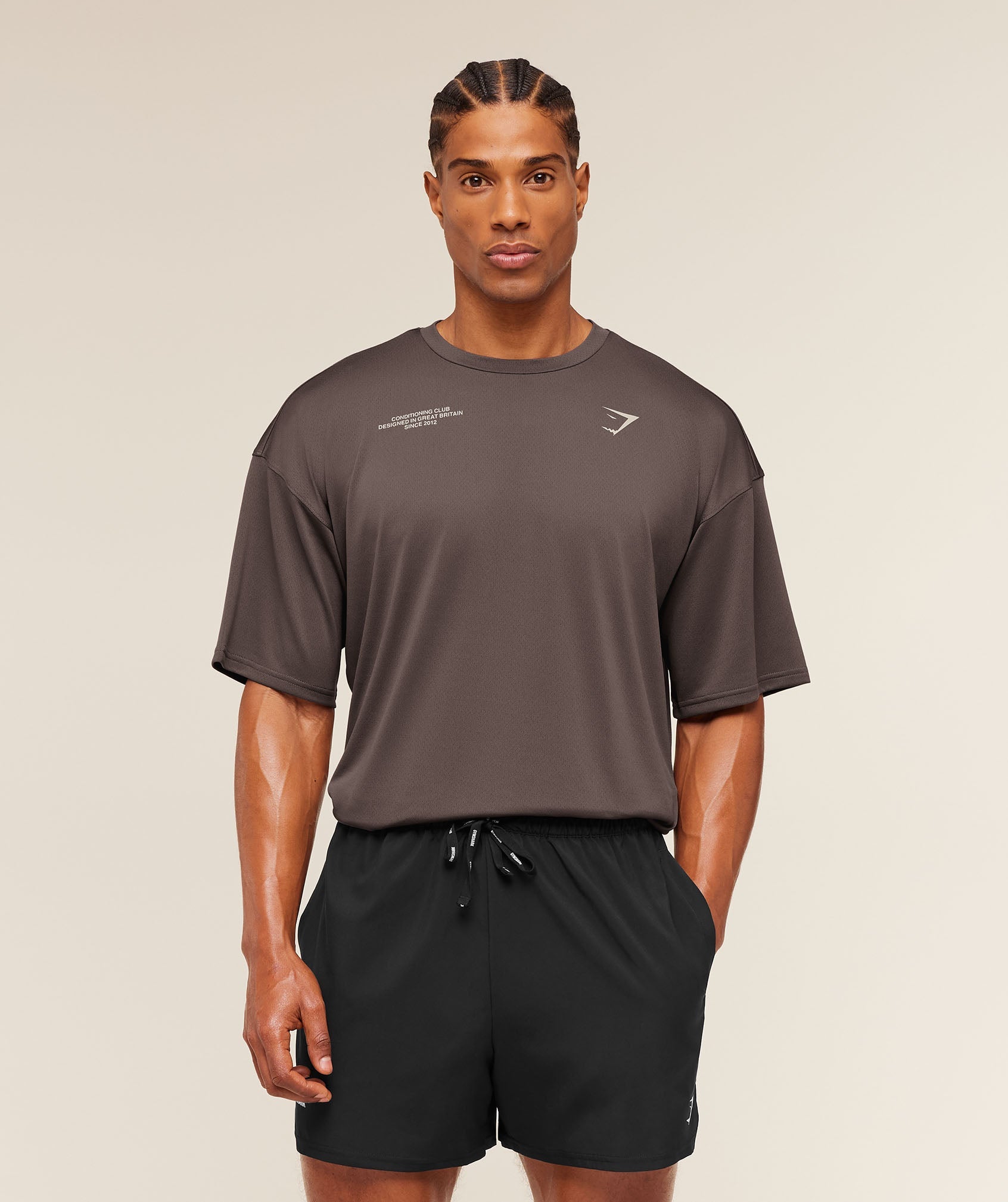 Gymshark Conditioning Club Oversized T-Shirt 'Cool Brown Tinted White'