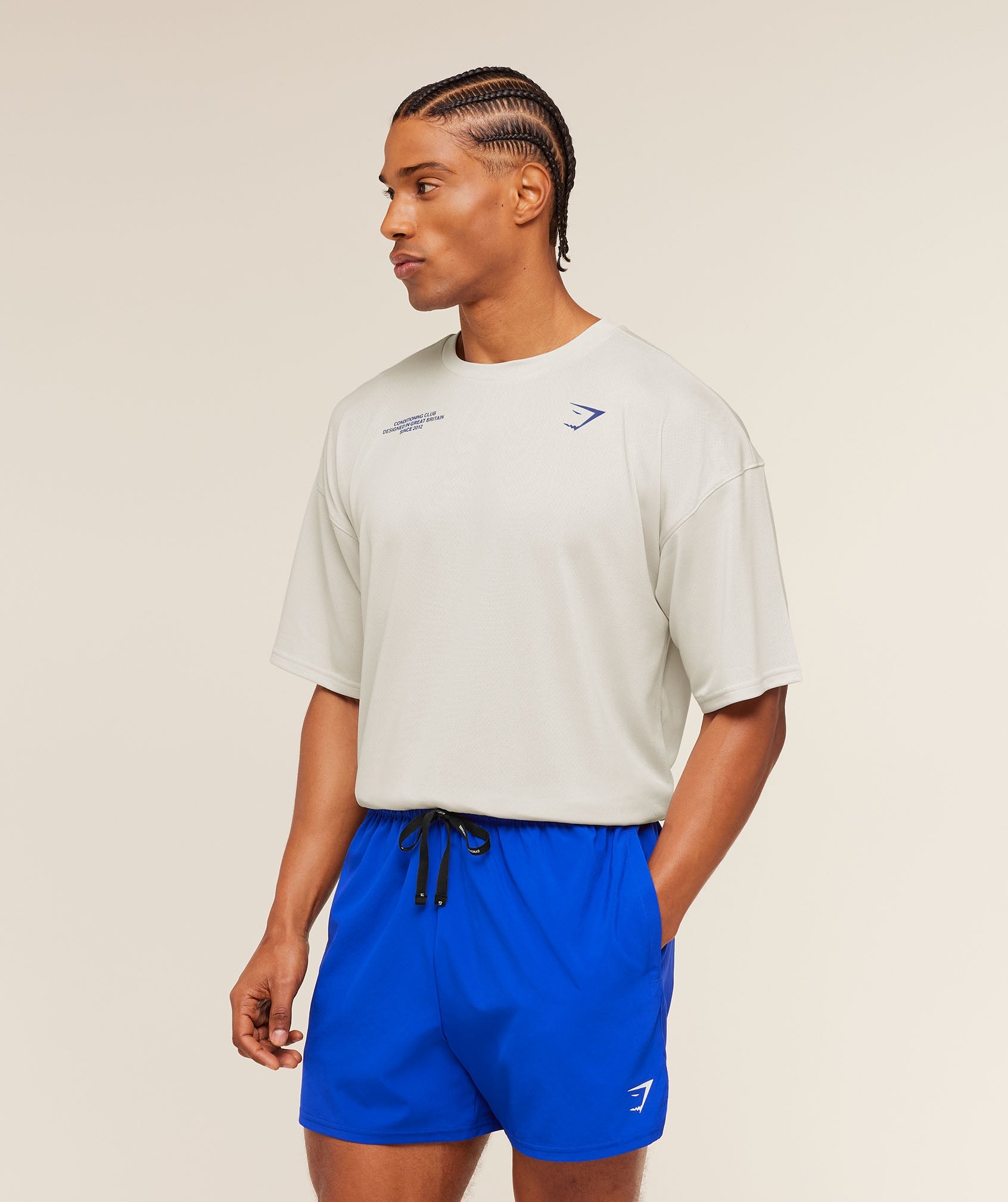 Gymshark Conditioning Club Oversized T-Shirt 'Tinted White Force Blue'