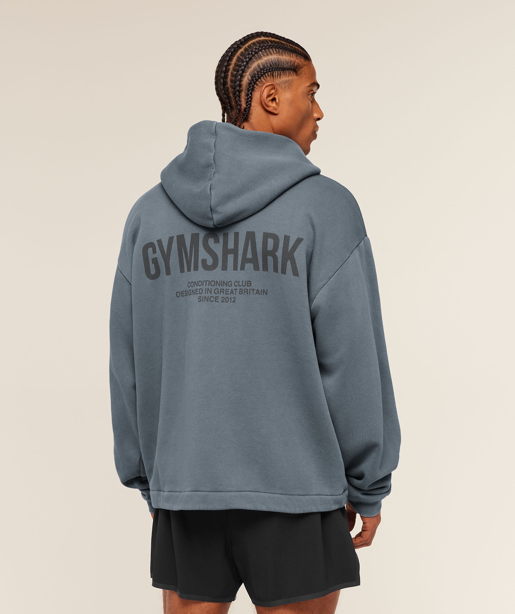 Gymshark Conditioning Club Washed Zip Through Hoodie 'Iron Blue Wash'