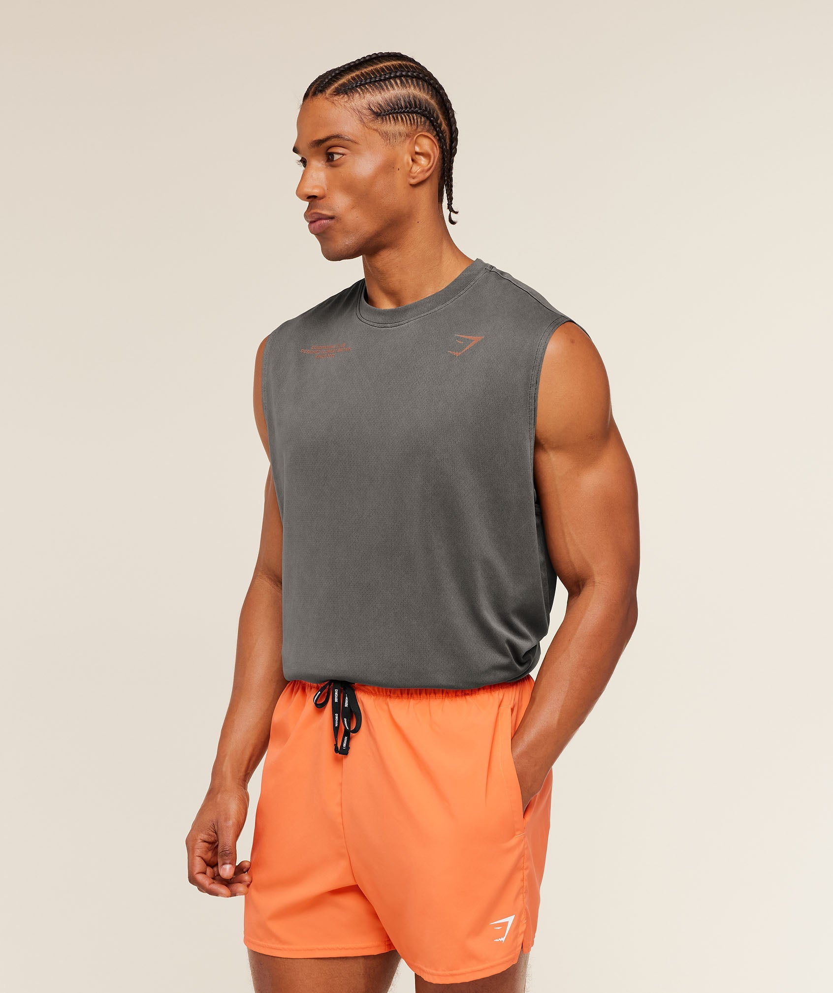 Gymshark Conditioning Club Washed Tank 'Black Dayglow Peach Wash'