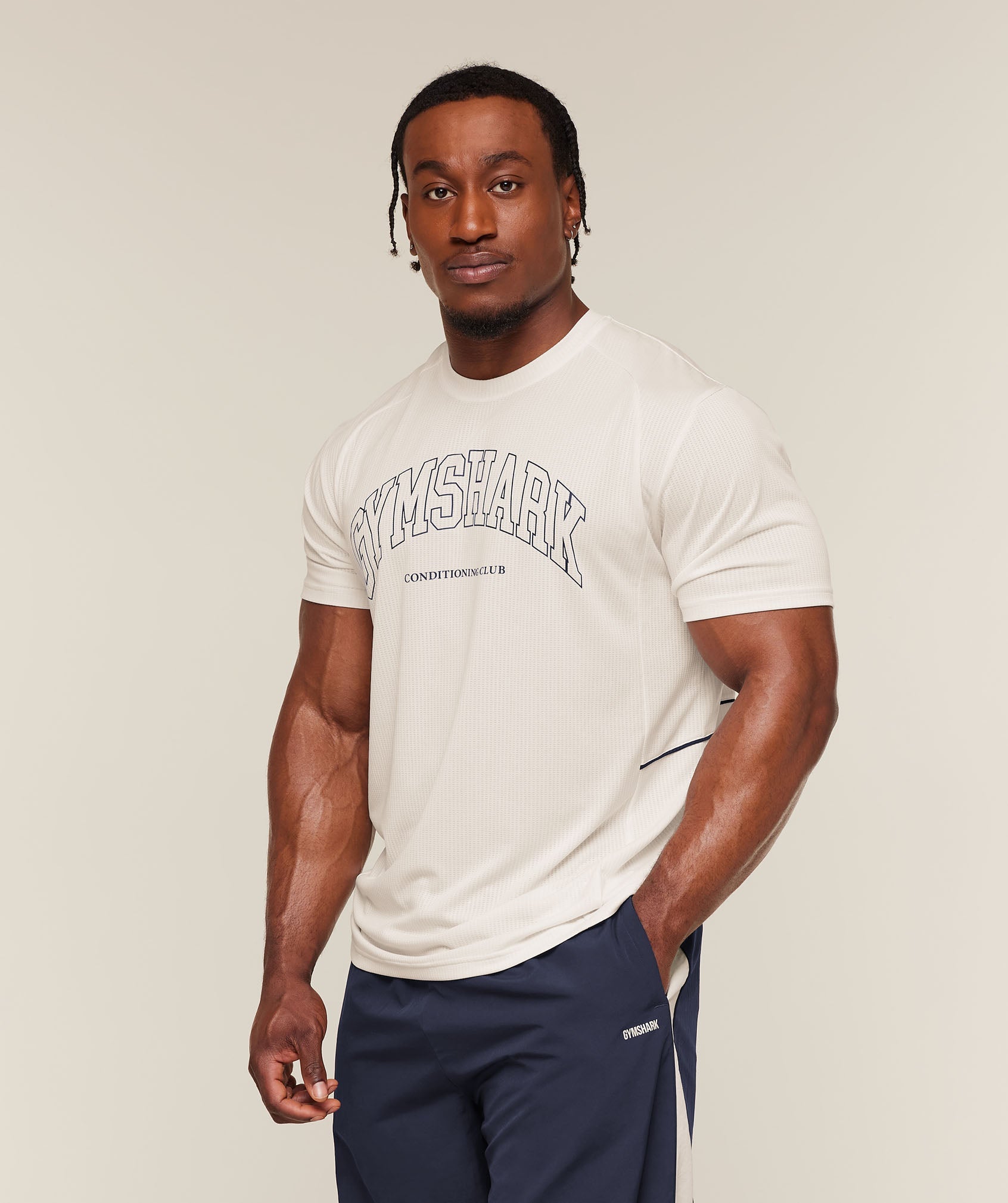 Gymshark Collegiate Tech T-Shirt 'Soft White'