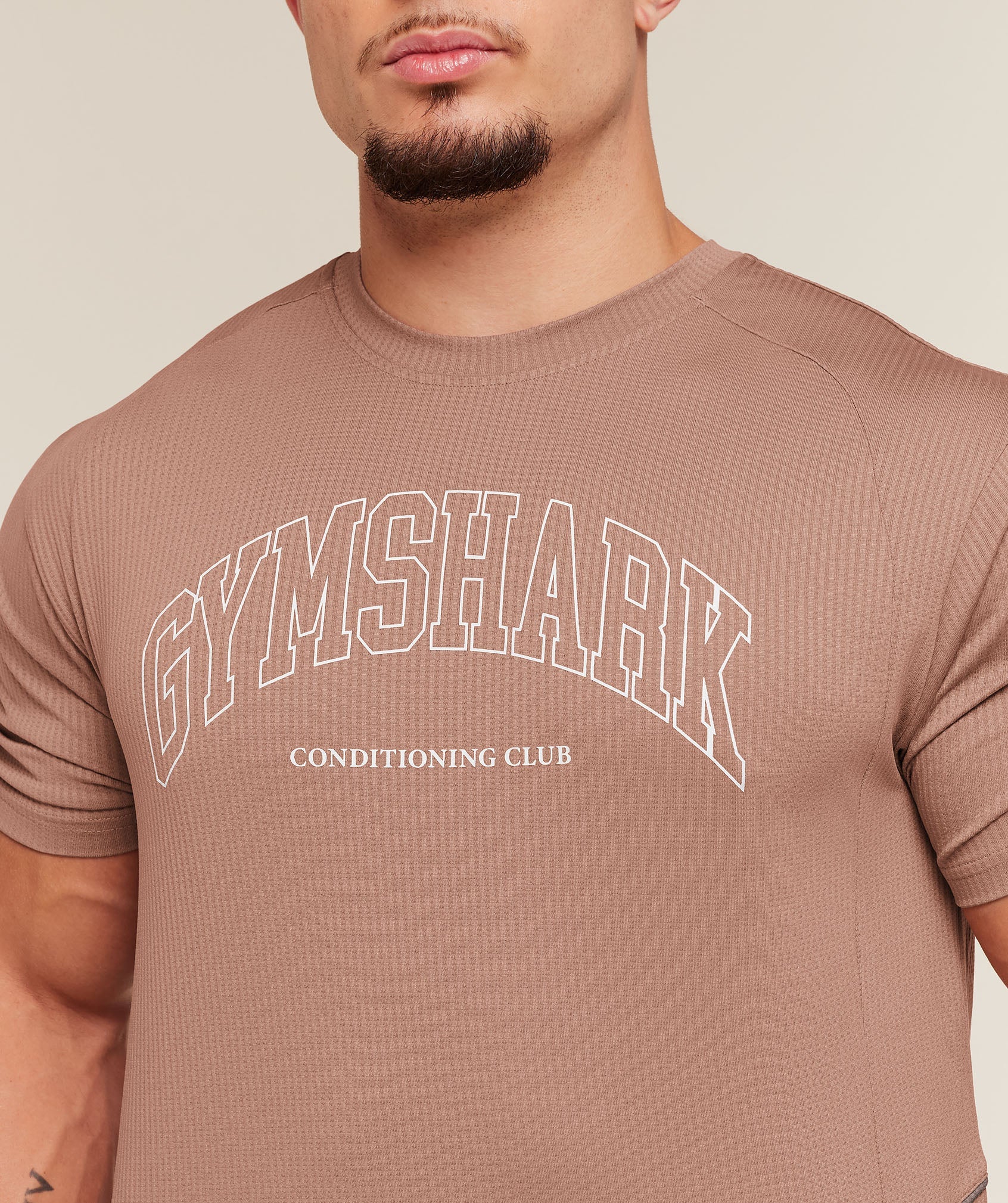 Gymshark Collegiate Tech T-Shirt 'Taupe Brown'