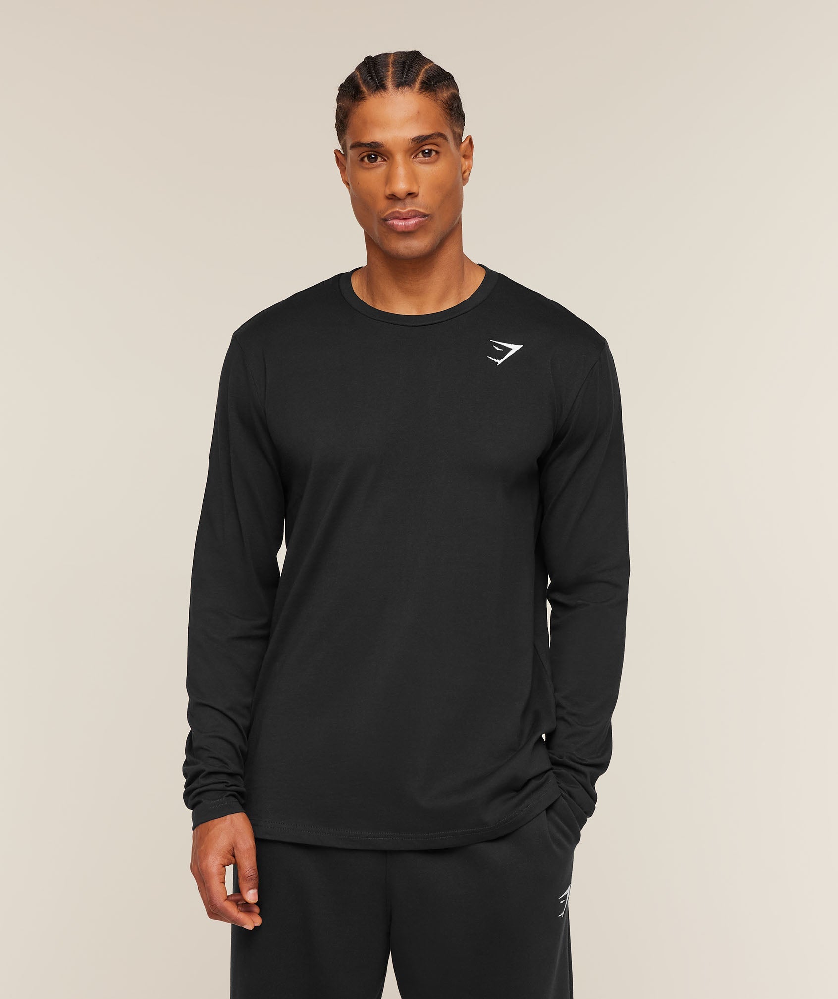 Gymshark Crest Long Sleeve T-Shirt 'Black'