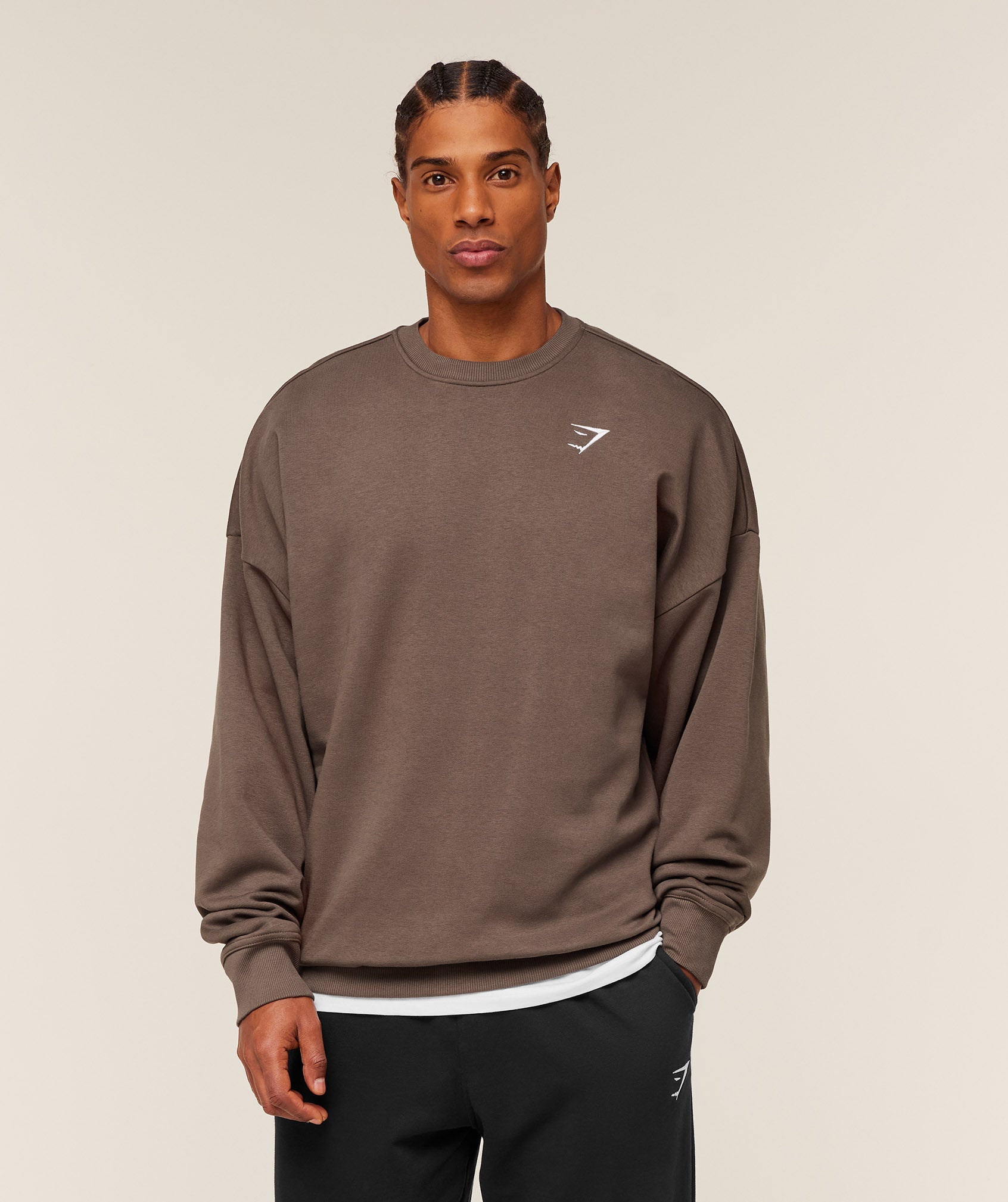 Gymshark Oversized Crest Crew 'Soft Brown'