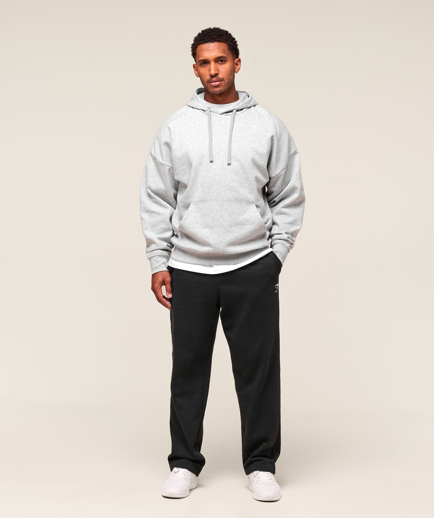 Gymshark Crest Oversized Hoodie 'Light Grey Marl'