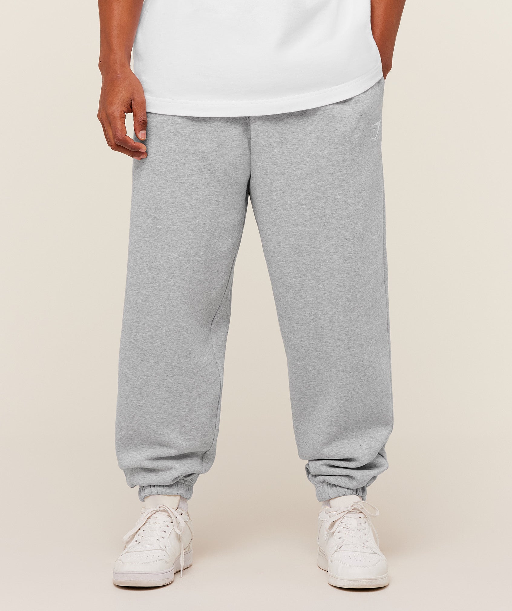 Gymshark Crest Oversized Joggers 'Light Grey Core Marl'