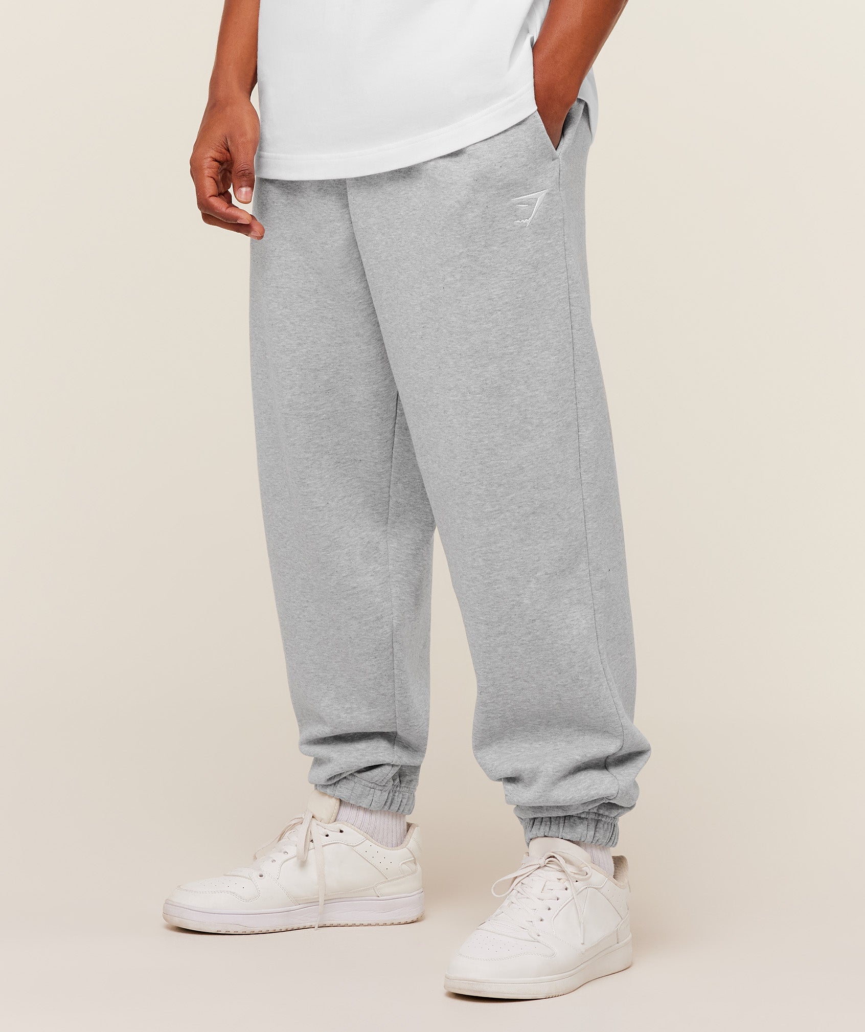 Gymshark Crest Oversized Joggers 'Light Grey Core Marl'