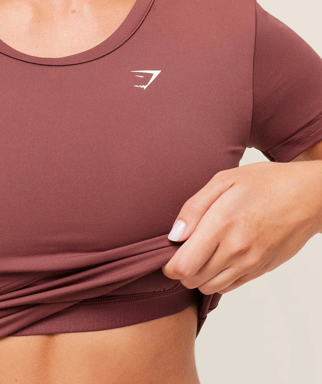 Gymshark Crossover Midi Top with Shelf - Burgundy Brown