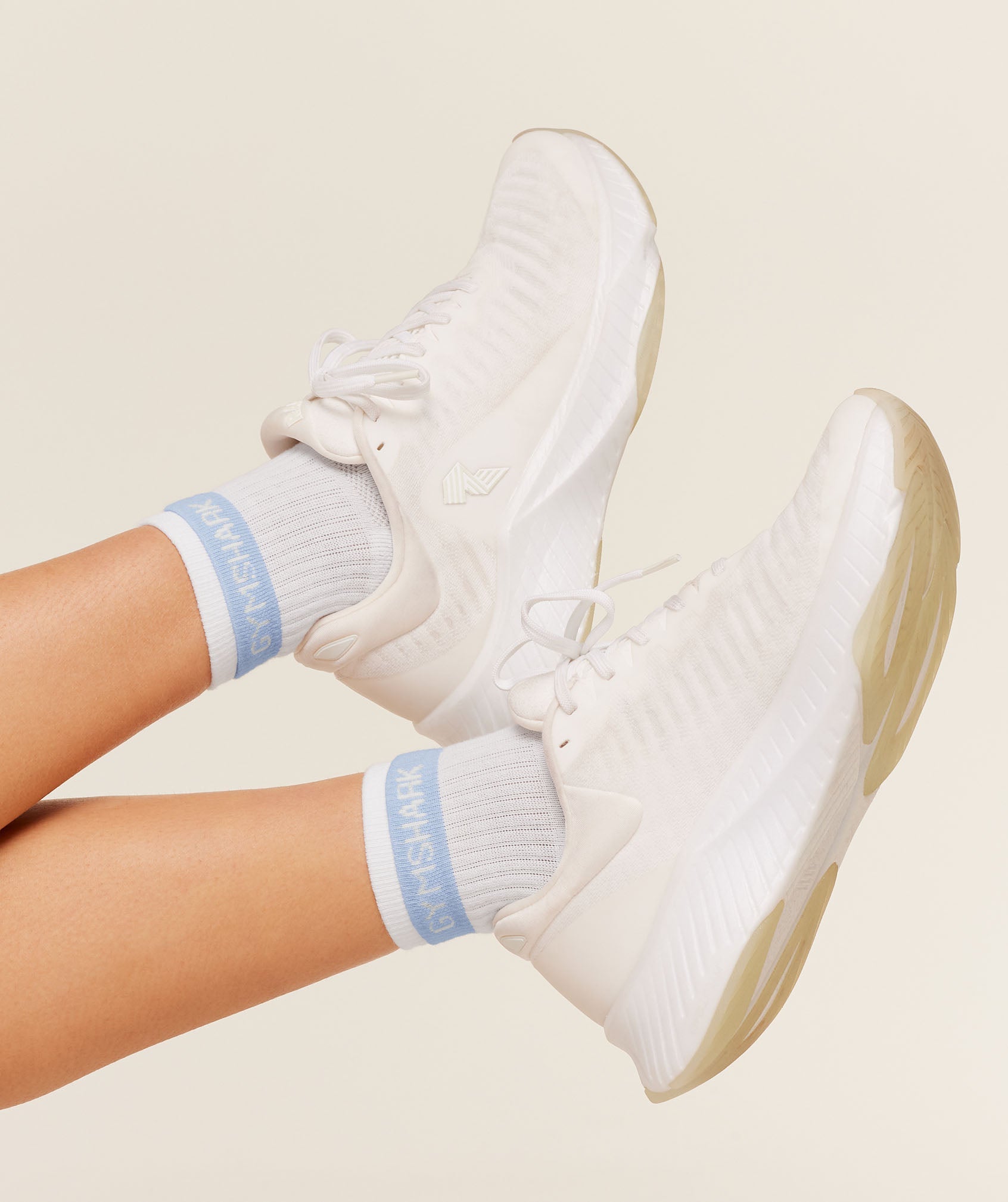 Gymshark Double Cuffed Socks Single 'White'