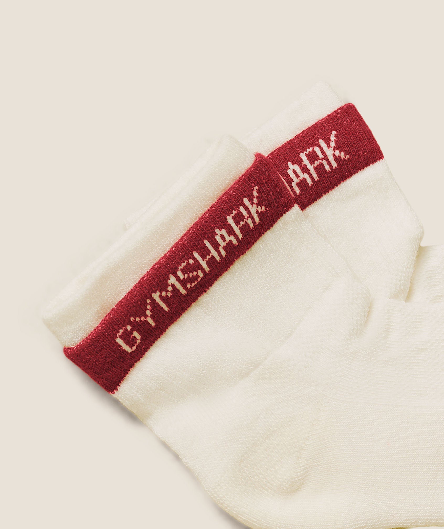 Gymshark Double Cuffed Socks Single 'Soft White'