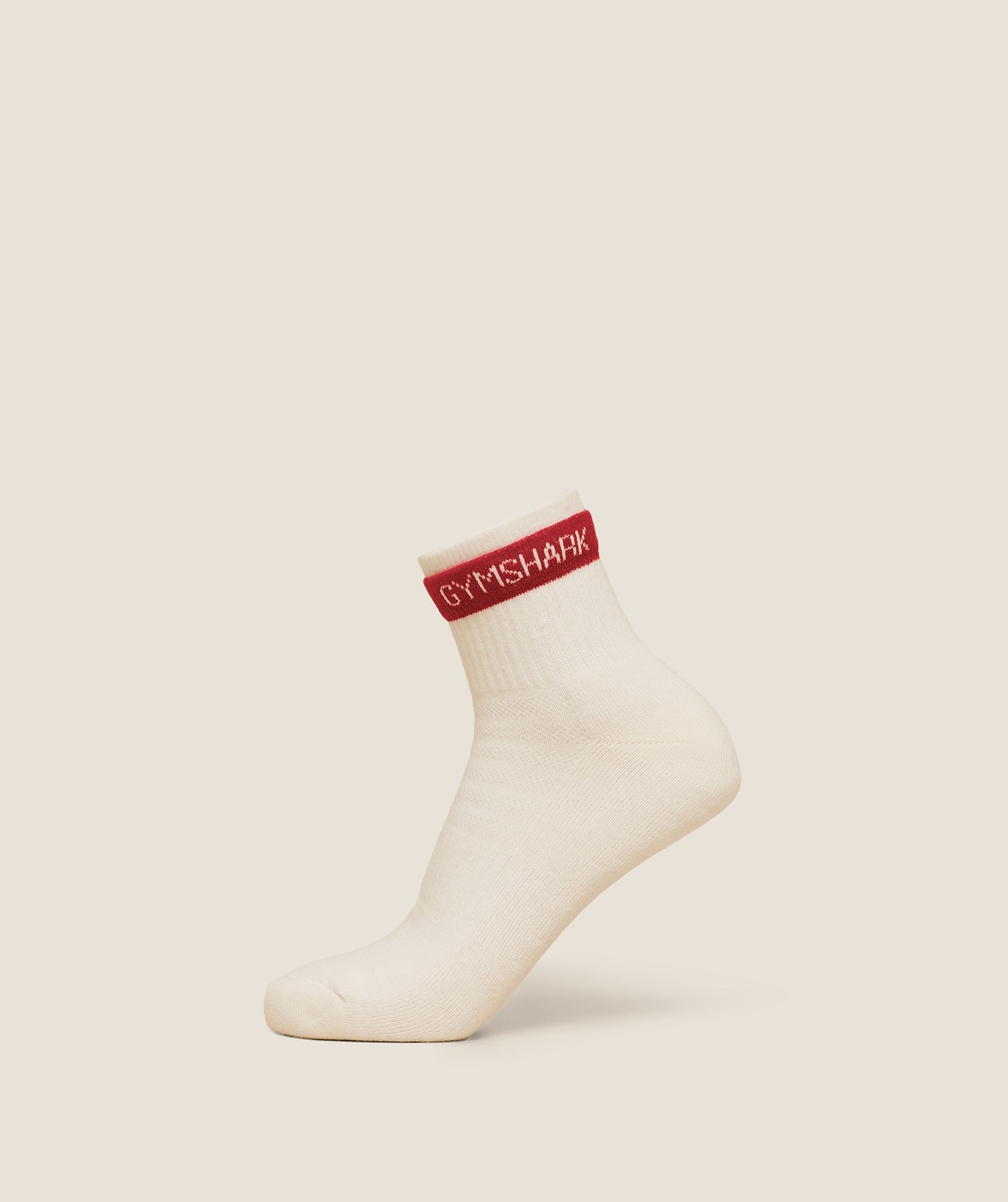 Gymshark Double Cuffed Socks Single 'Soft White'