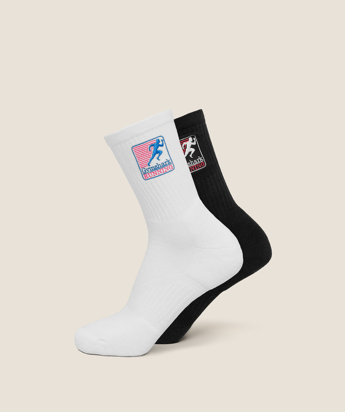 Gymshark Running Graphic Crew Socks 2pk 'White Black'