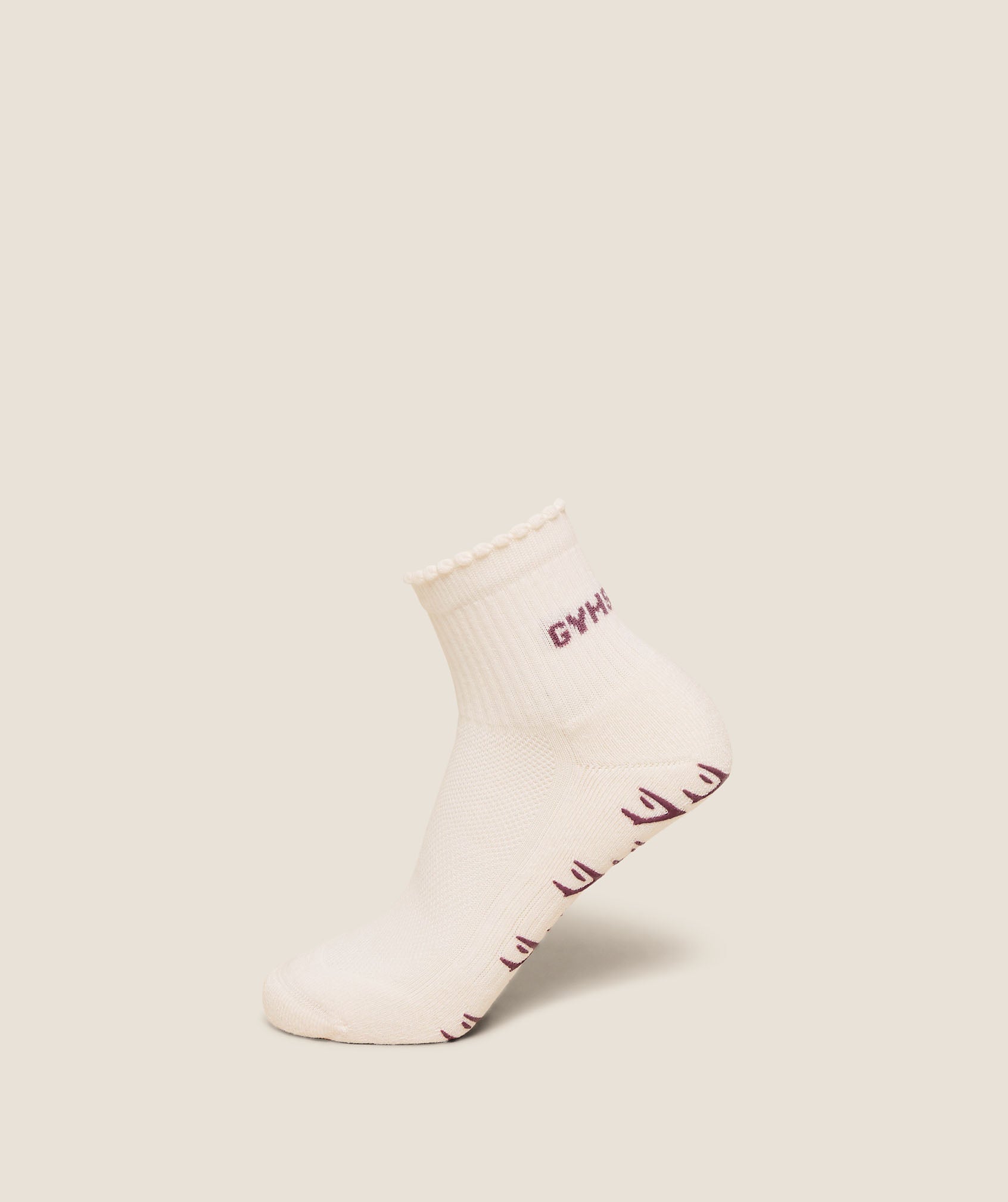Gymshark Frill Pilates Midi Sock 'Soft White Calm Pink'