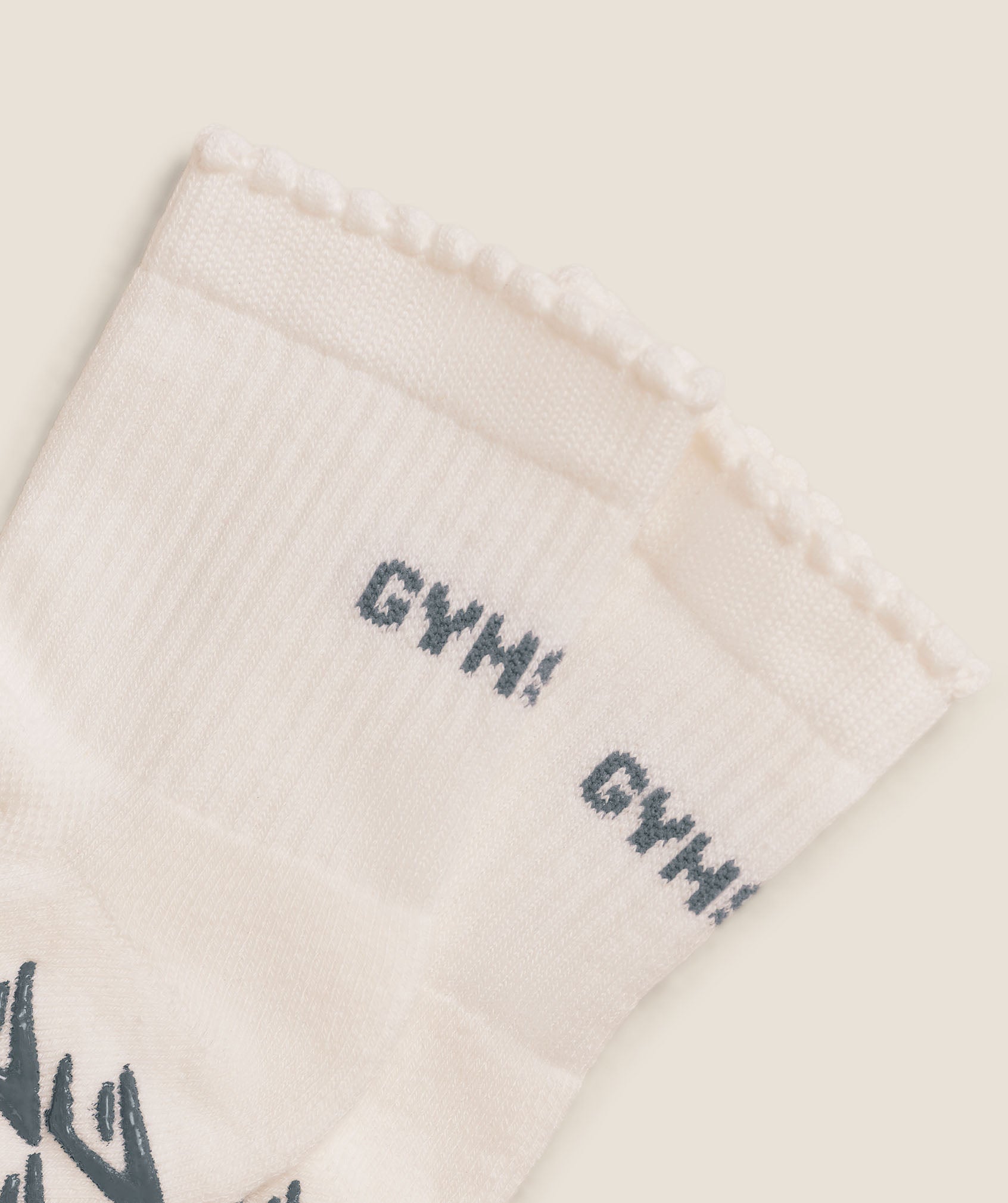 Gymshark Frill Pilates Midi Sock 'Soft White Iron Blue'