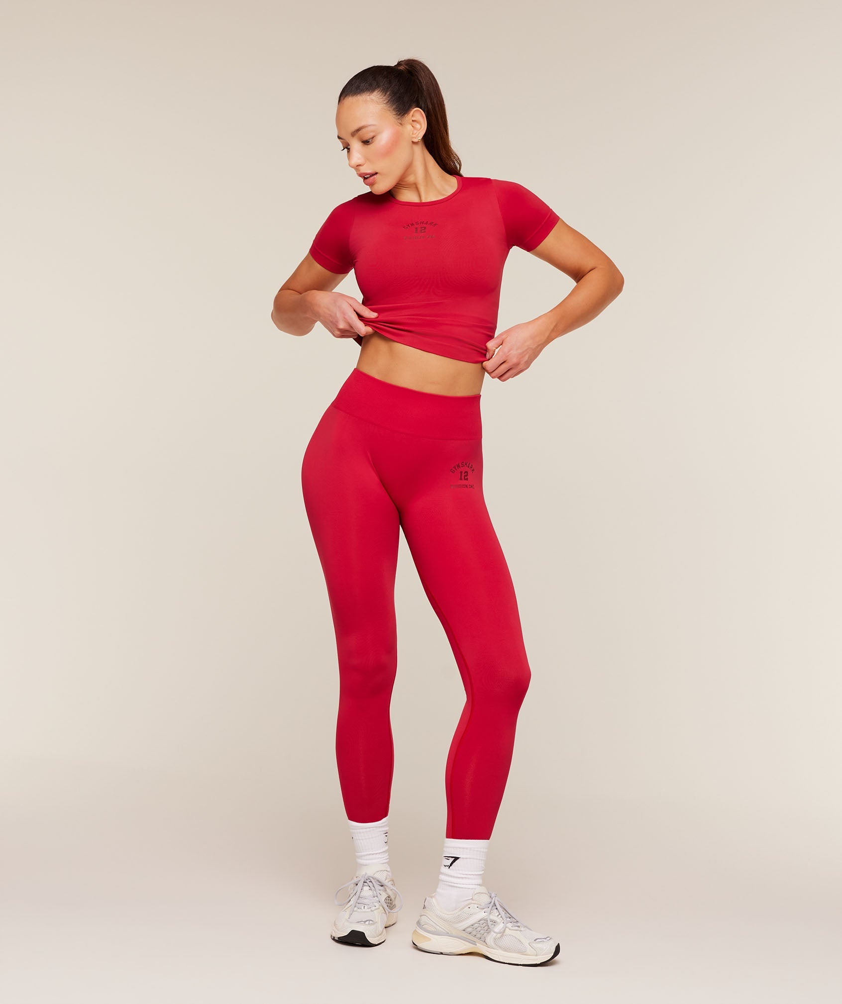Gymshark Everyday Seamless Graphic Short Sleeve Top 'Conditioning Red'