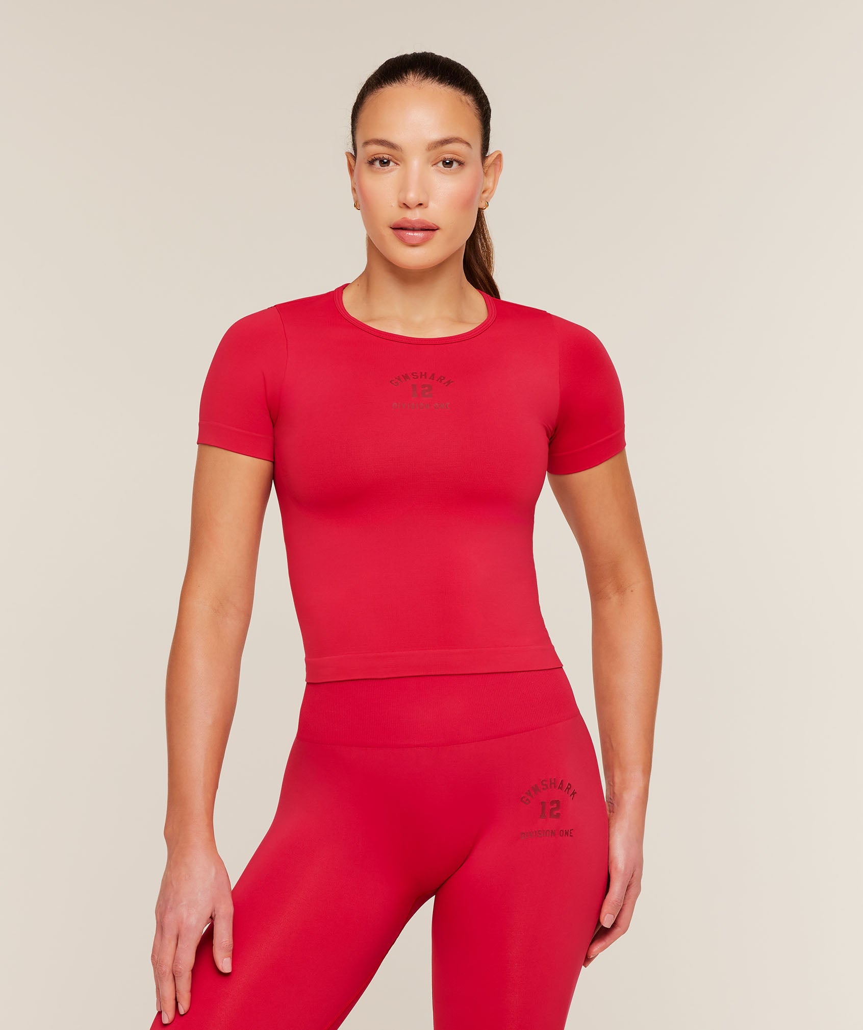 Gymshark Everyday Seamless Graphic Short Sleeve Top 'Conditioning Red'